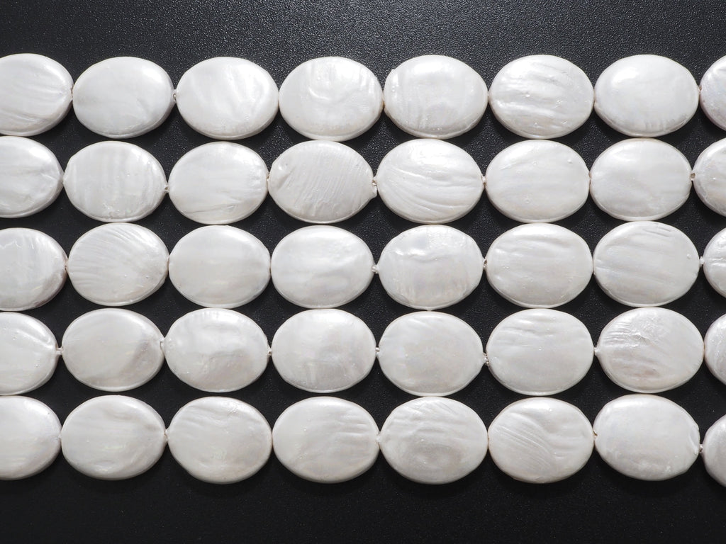 Quality Plated Oval Shape White Mother of Pearl Beads, Flat Oval White Pearl Shell,12x16mm/20x30mm,15inch strand,SKU#U238
