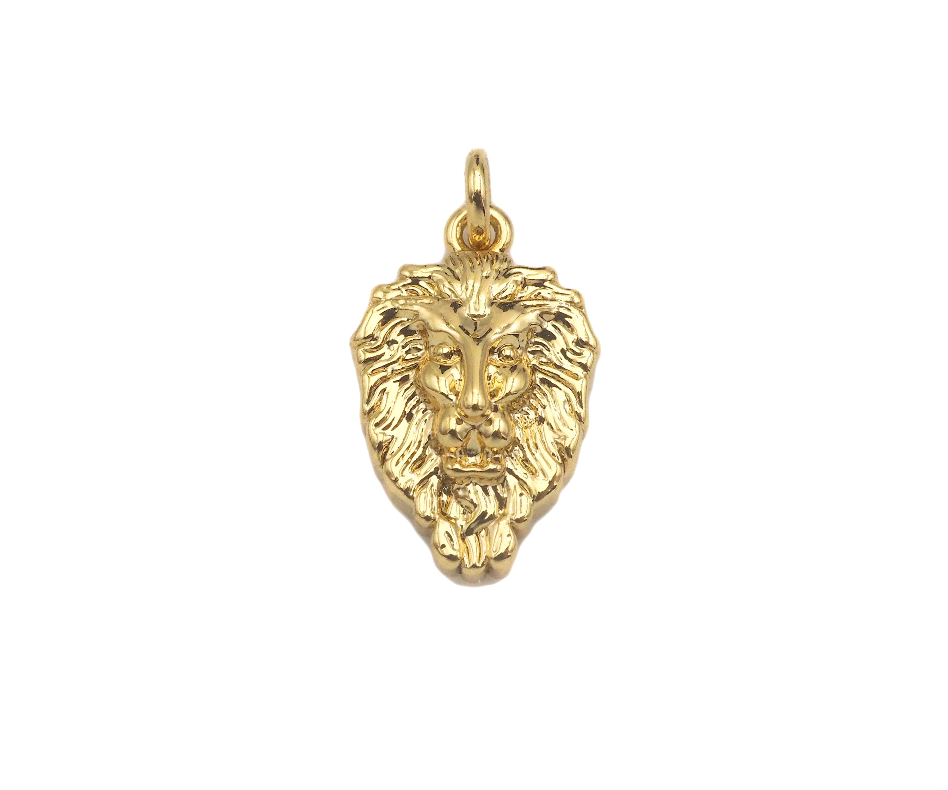 Dianty Embossment Lion Head Shape Pendant/Charm,, Sku#F1368C