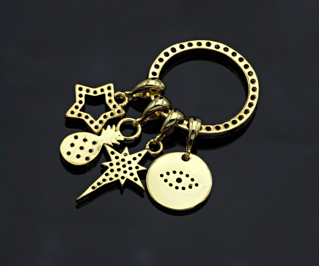 Pave North Star Evil Eye Pineapple Cubic Zirconia, F1197