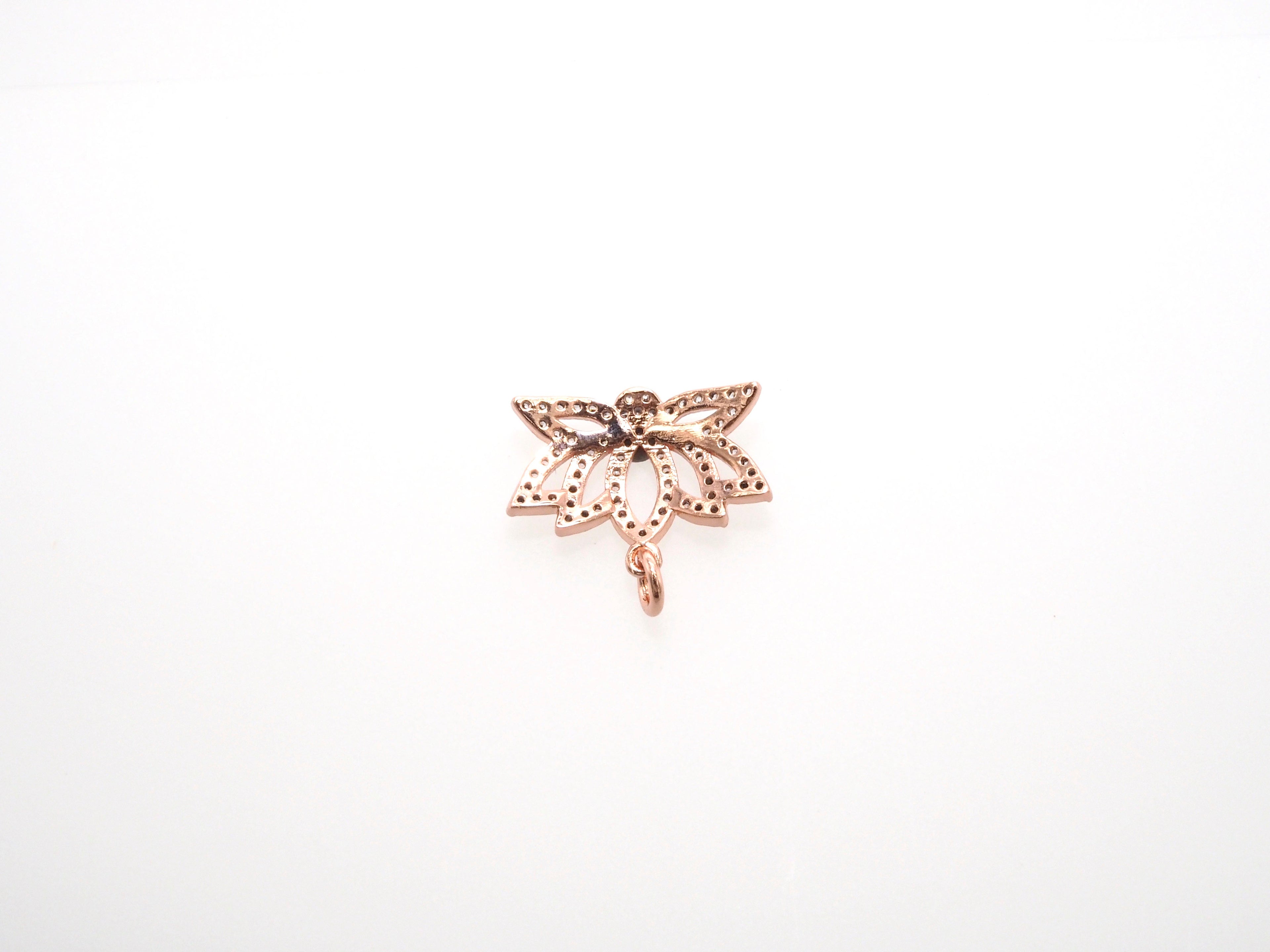 CZ Micro Pave lotus Flower Charm, Lotus Flower Cubic Zirconia Pendant,Gold/Silver/Black, Yoga Charm Findings, 15x19mm,SKU#F481