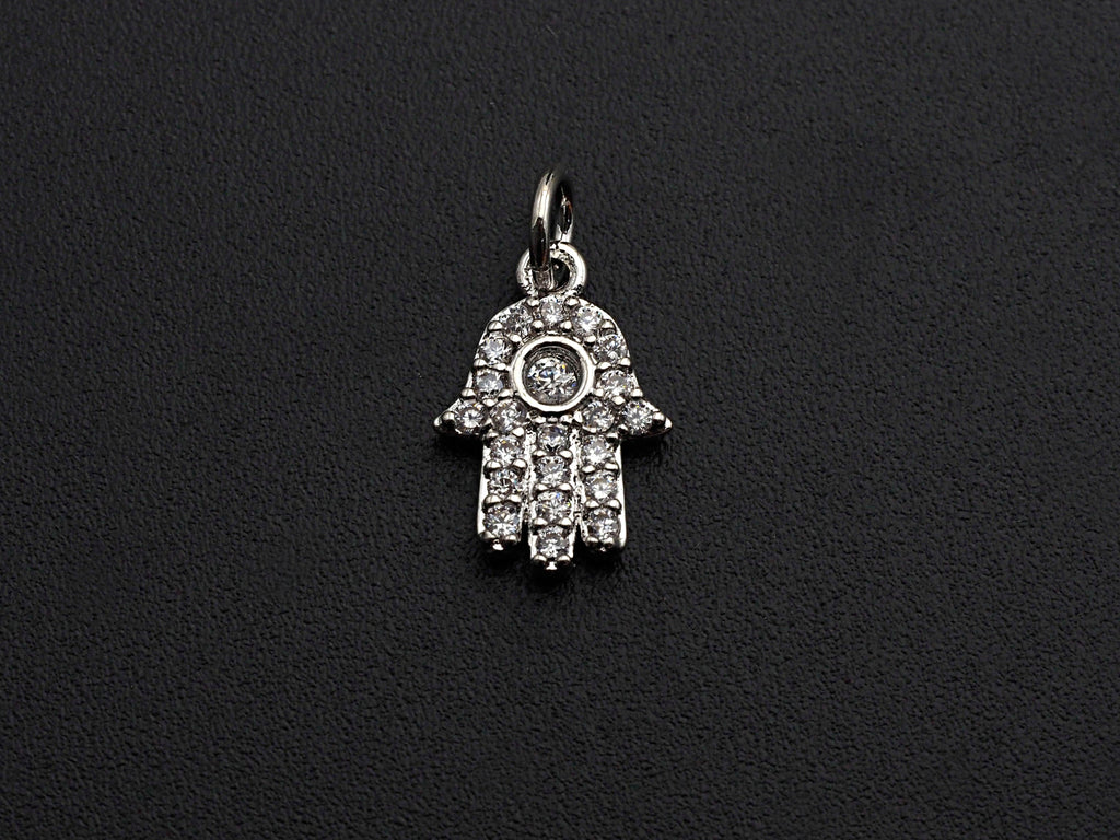 CZ Micro Pave Hamsa Hand charm,sku#L275