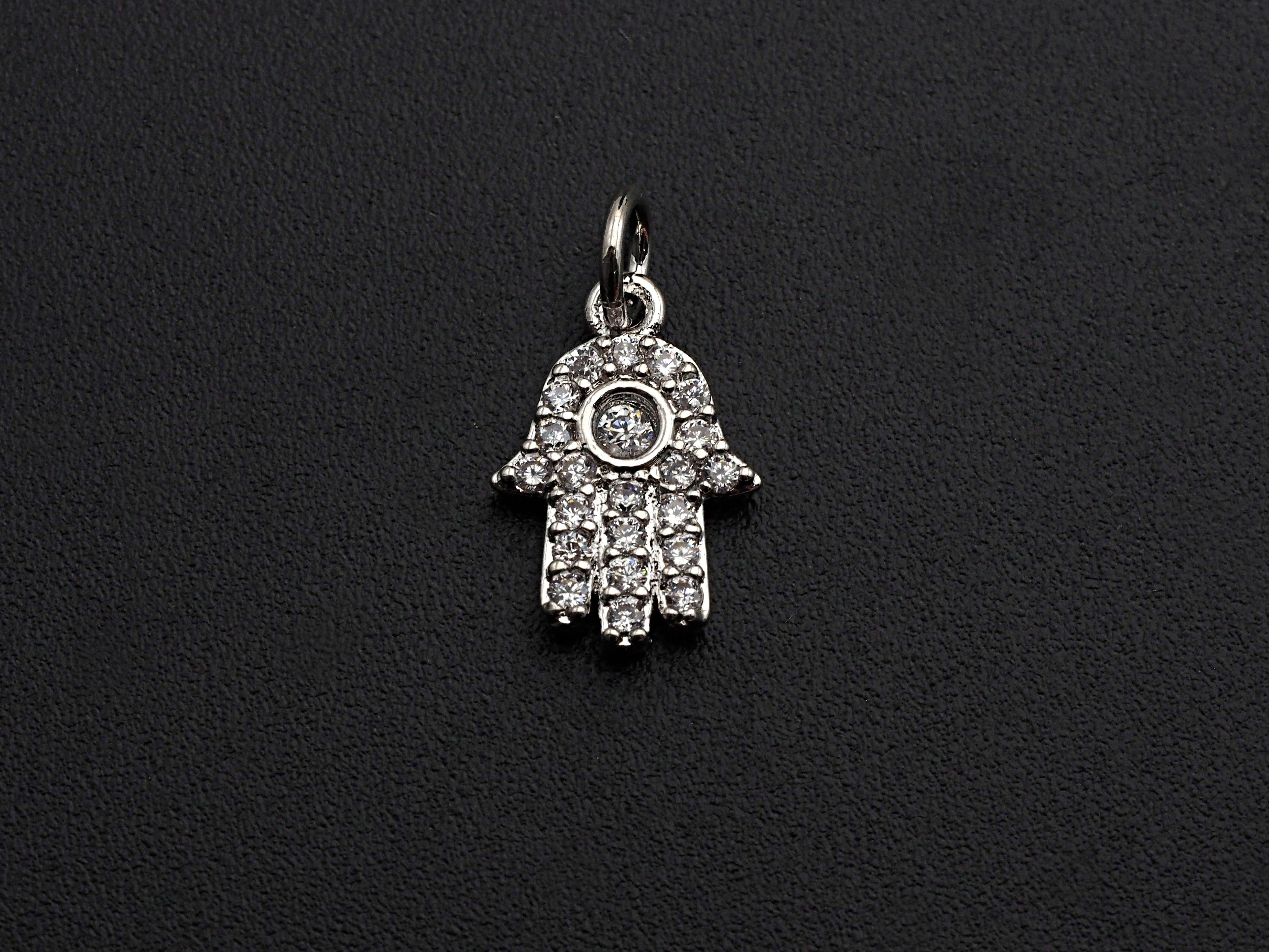 CZ Micro Pave Hamsa Hand charm,sku#L275