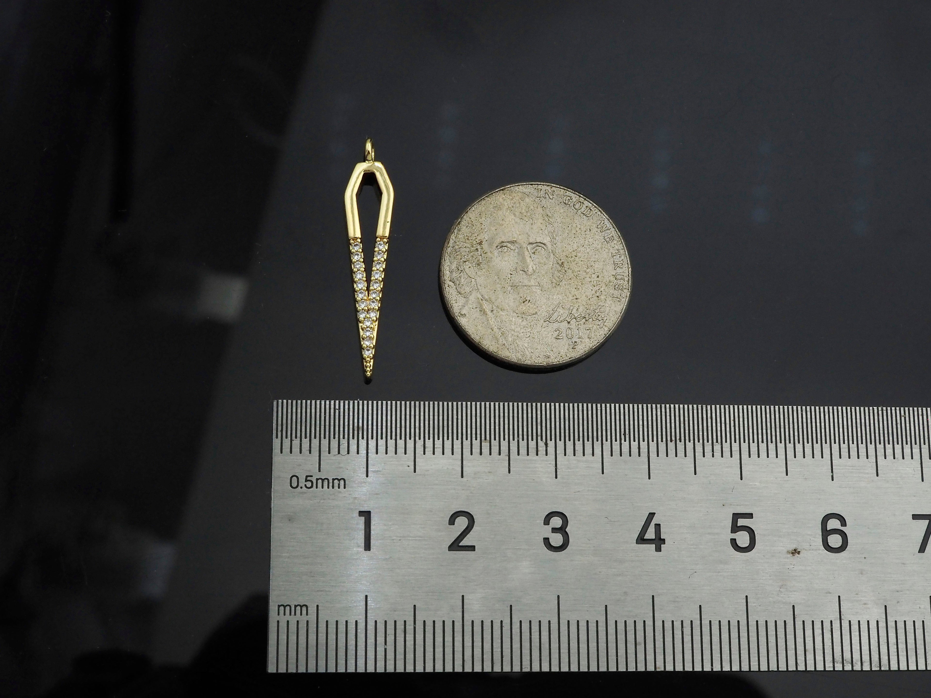 Gold Filled CZ Micro Pave Teardrop Shape Pendant, 14K Gold Filled Charm, Necklace Bracelet Charm Pendant,6x27mm,Sku#CP25