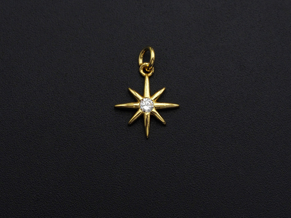 Clear CZ Micro Pave North Star Shaped Pendant/Charm, Star Cubic Zirconia Pendant Charm, 13x15mm,sku#Z805