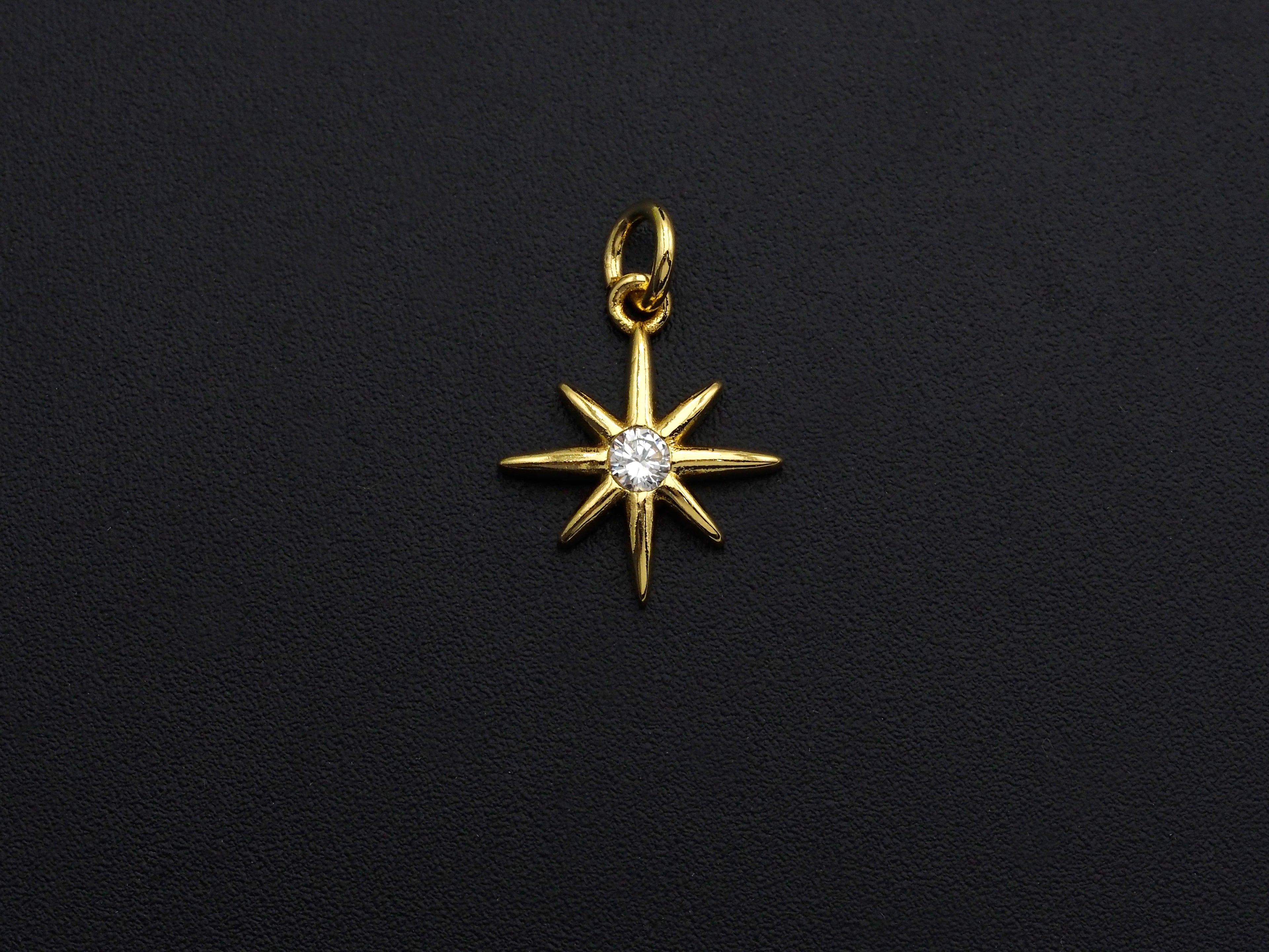 Clear CZ Micro Pave North Star Shaped Pendant/Charm, Star Cubic Zirconia Pendant Charm, 13x15mm,sku#Z805