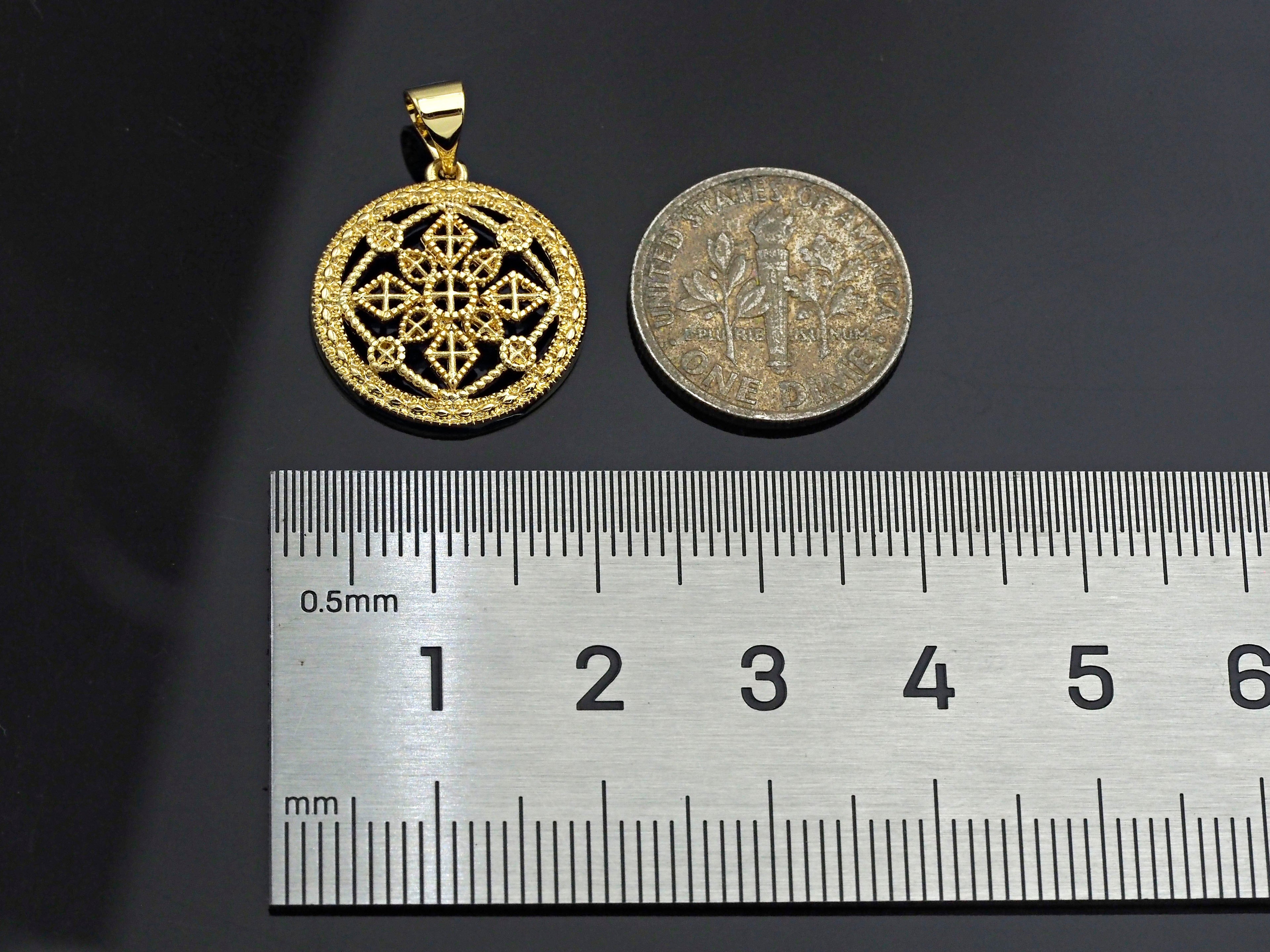 Dainty Gold Hollowed-out Rhombus Round Charms, Dainty Charms, Gold  Pendant, Round Necklace Charms, 17x19mm, Sku#F1302