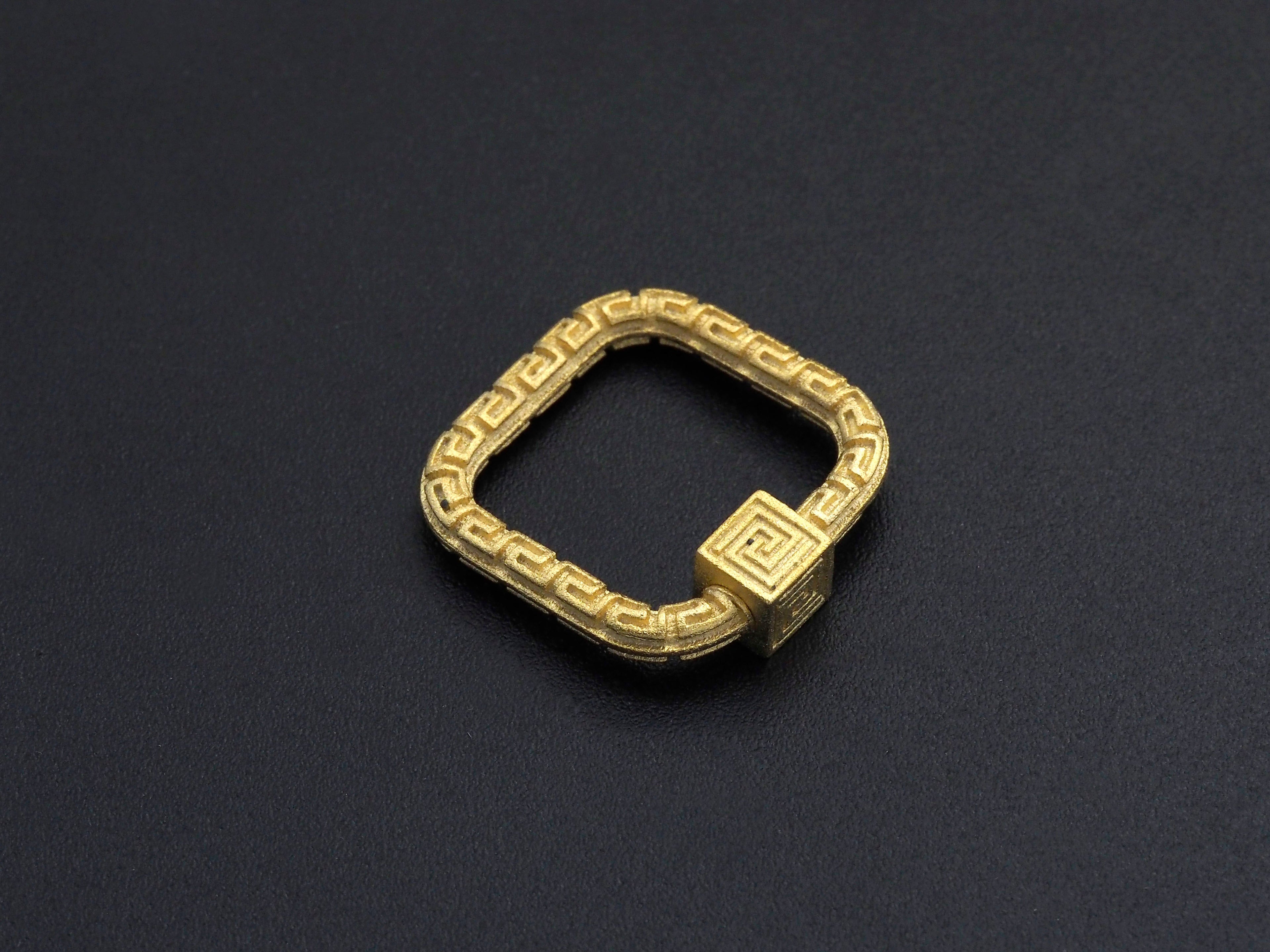 NEW Engraved Square Shape Clasp, CZ Pave Clasp, Gold/Silver/Rose Gold/Gunmetal Carabiner Clasp, 22mm, sku#H207