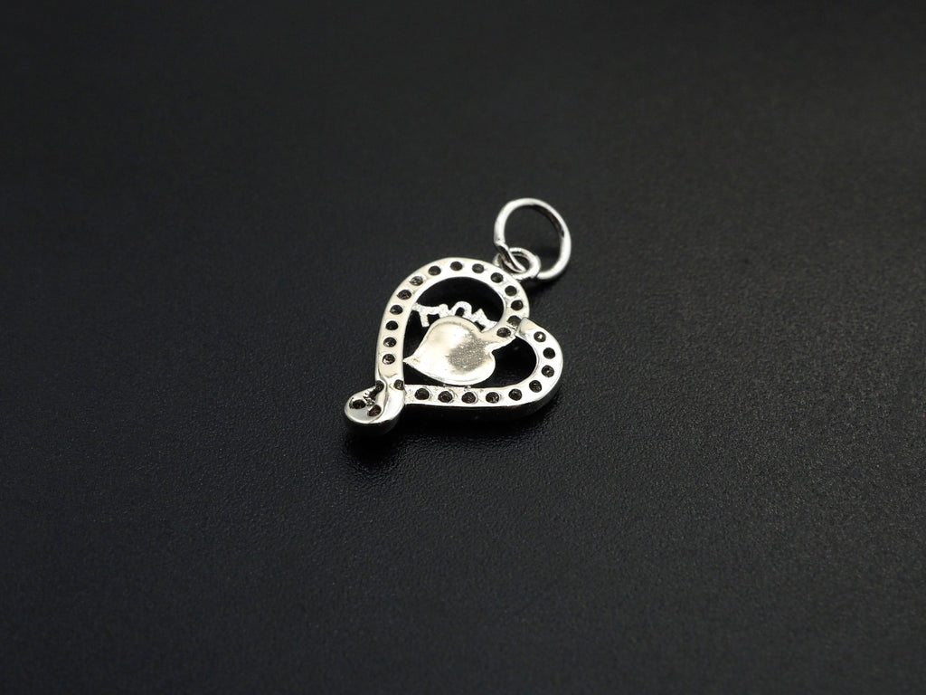 Clear CZ Micro Pave Blue Opal Heart Pendant,Cubic Zirconia Opal Heart Charm, Gold/Silver/Rose Gold/Black Tone, 12x17mm, sku#Z1028