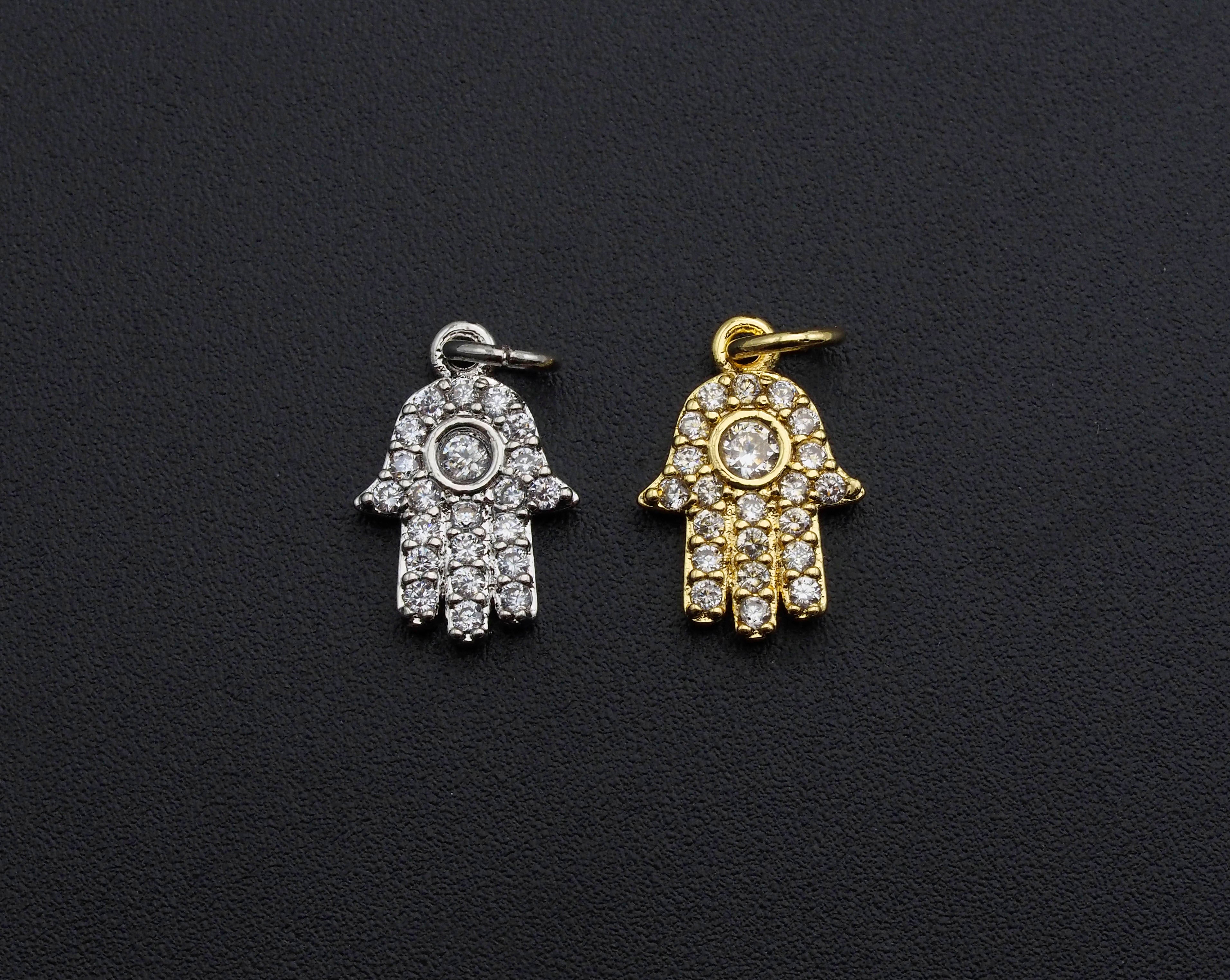 CZ Micro Pave Hamsa Hand charm,sku#L275