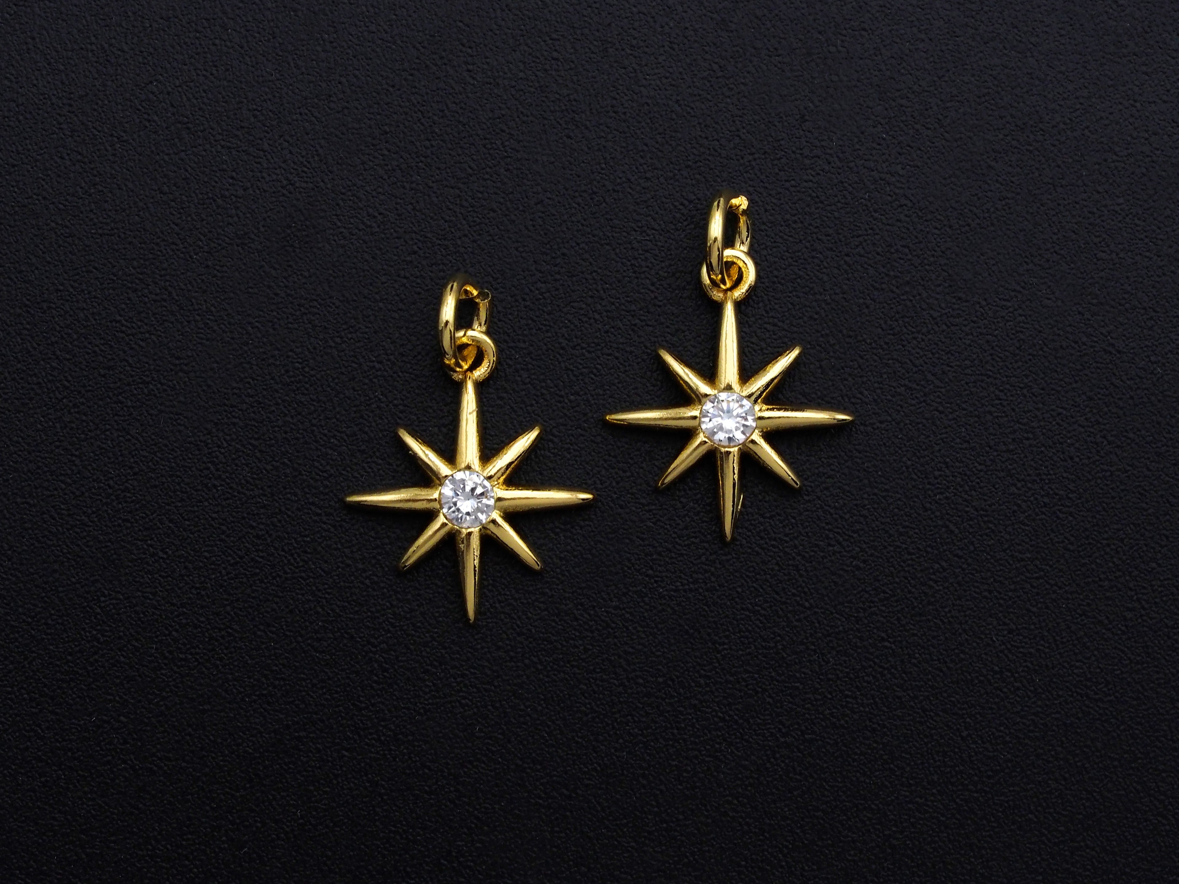 Clear CZ Micro Pave North Star Shaped Pendant/Charm, Star Cubic Zirconia Pendant Charm, 13x15mm,sku#Z805