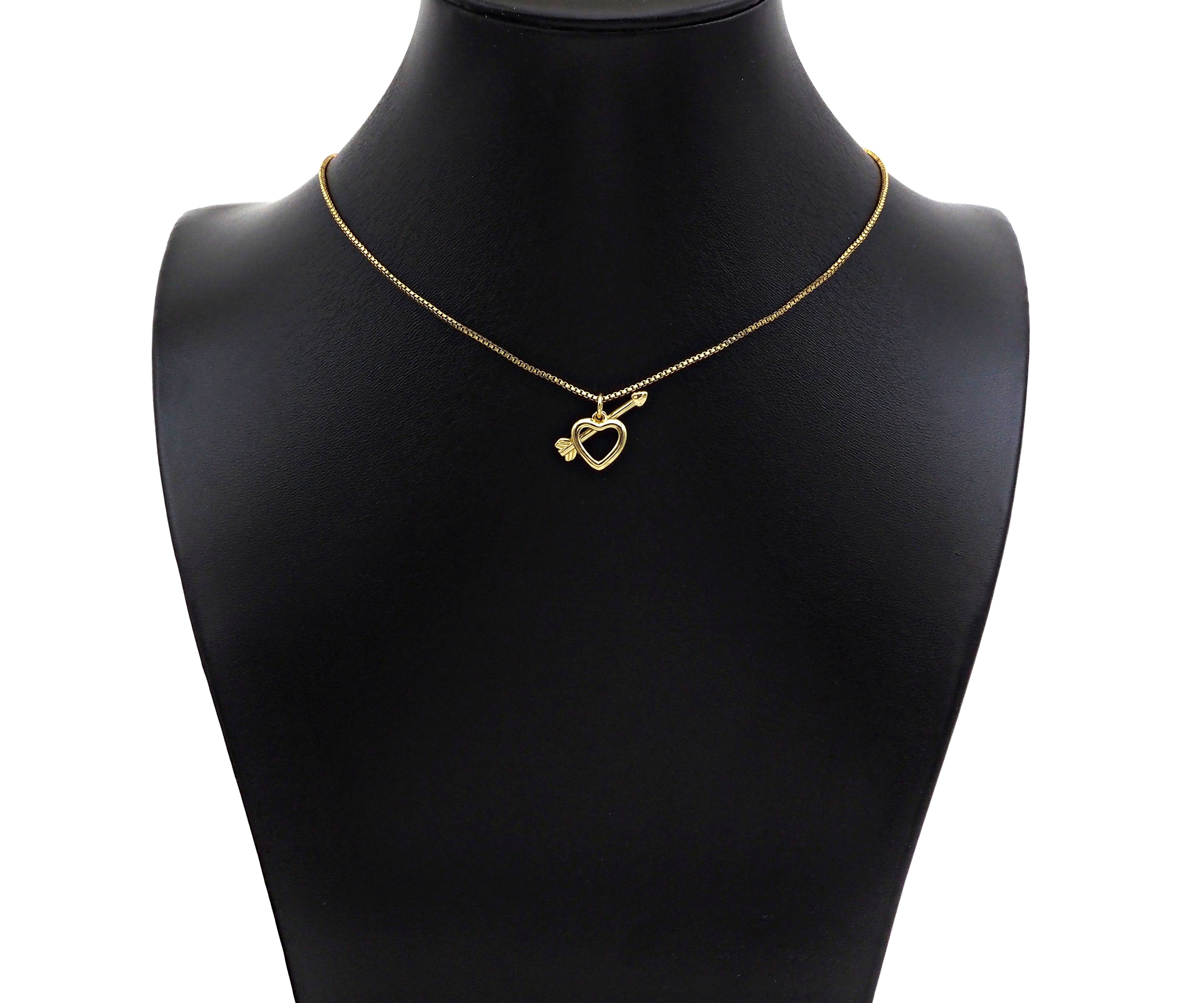 18K Gold Heart With Arrows Shape Toggle Clasp, Necklace Bracelet Clasp/Connetor,20x11mm, Sku#Z1293