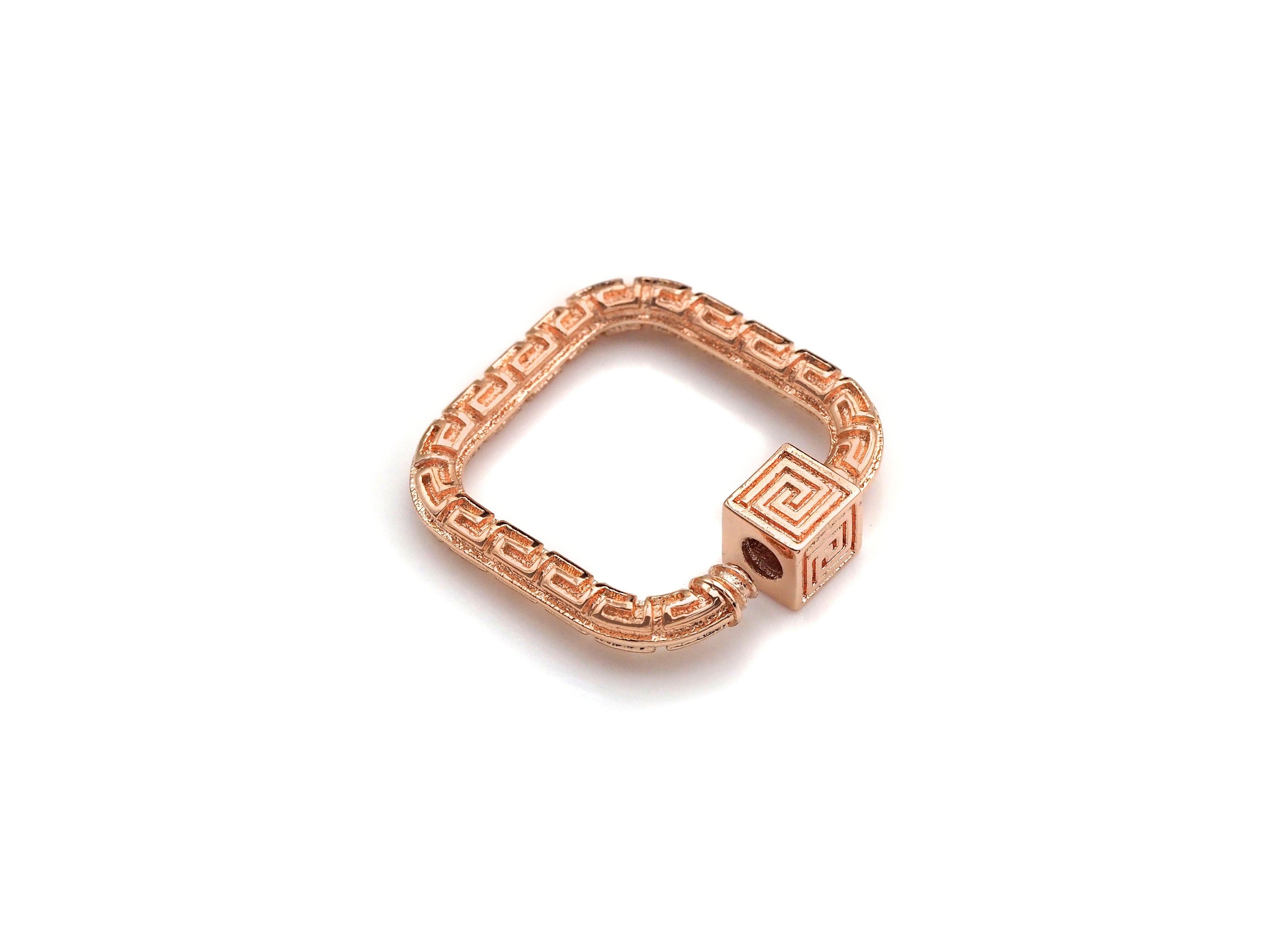 NEW Engraved Square Shape Clasp, CZ Pave Clasp, Gold/Silver/Rose Gold/Gunmetal Carabiner Clasp, 22mm, sku#H207