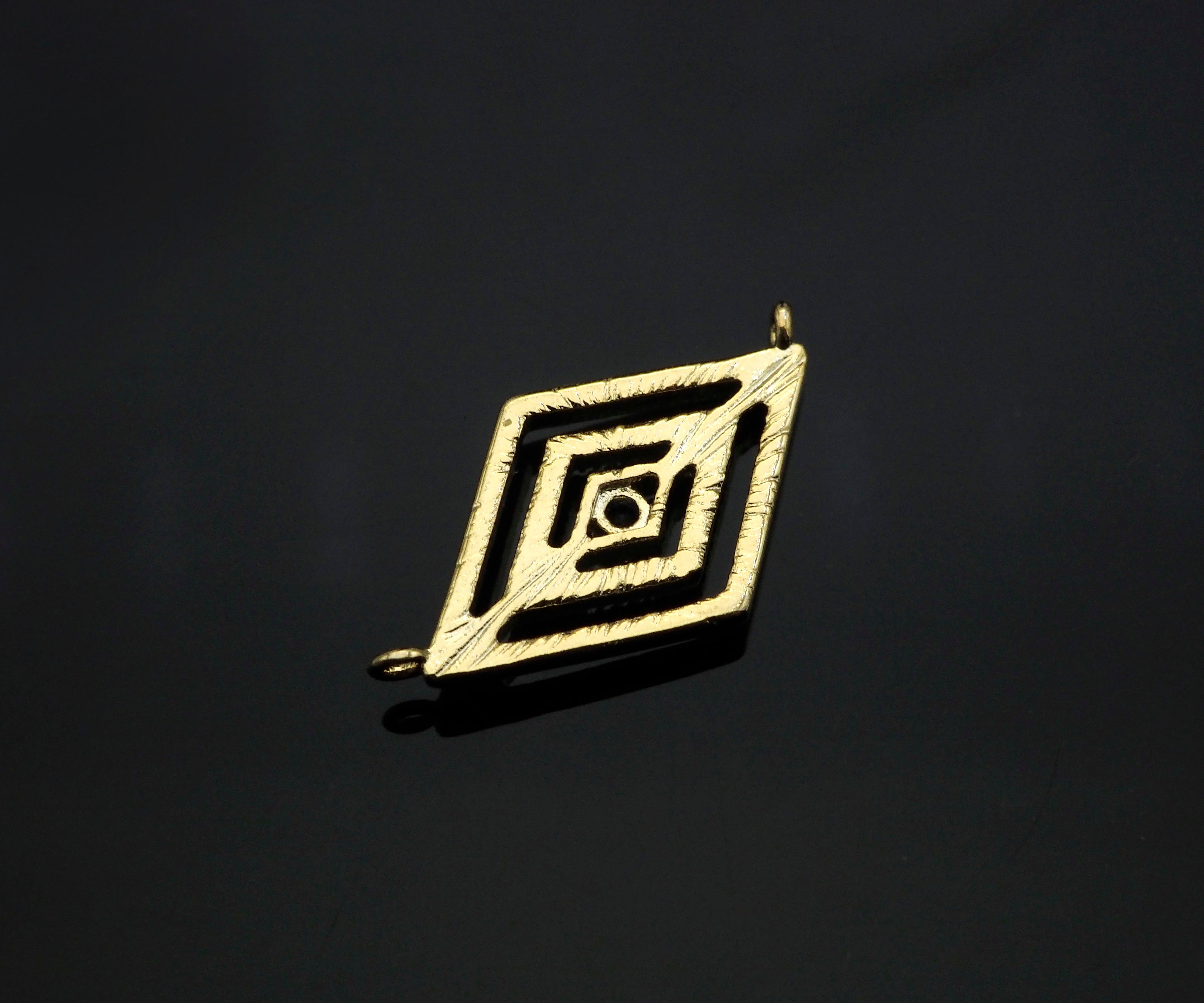 Gold Filled Cobalt CZ Micro Pave Evil Eye Rhombus Shape Pendant,14K Gold Filled Evil Eye Charm, Necklace Bracelet Pendant,11x19mm,Sku#CP26
