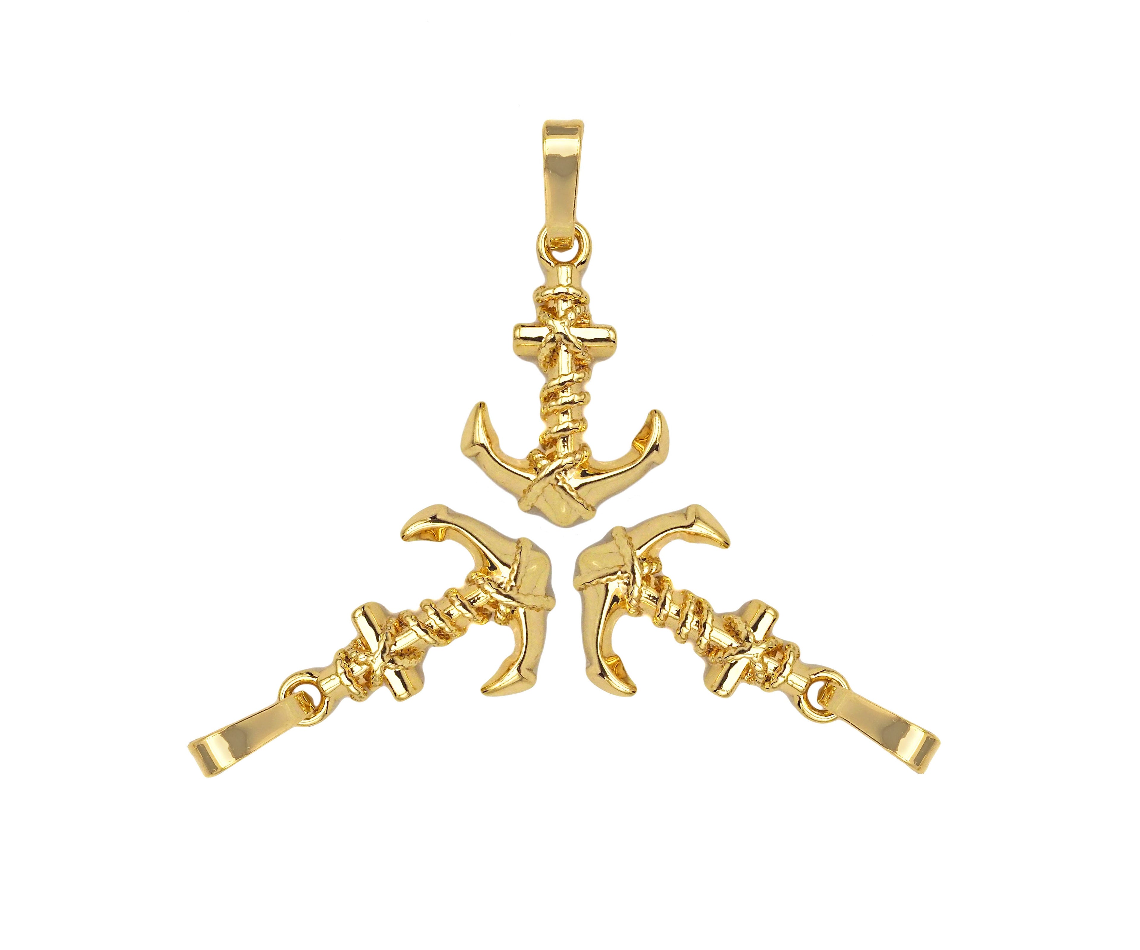 Boat Anchor Shape Pendant/Charm, 18K Gold Charm, Necklace Bracelet Charm Pendant,11x17mm,Sku#FH167