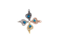 Clear CZ Micro Pave Blue Opal Heart Pendant,Cubic Zirconia Opal Heart Charm, Gold/Silver/Rose Gold/Black Tone, 12x17mm, sku#Z1028
