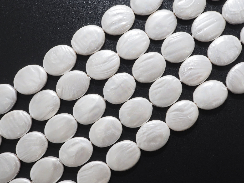 Quality Plated Oval Shape White Mother of Pearl Beads, Flat Oval White Pearl Shell,12x16mm/20x30mm,15inch strand,SKU#U238