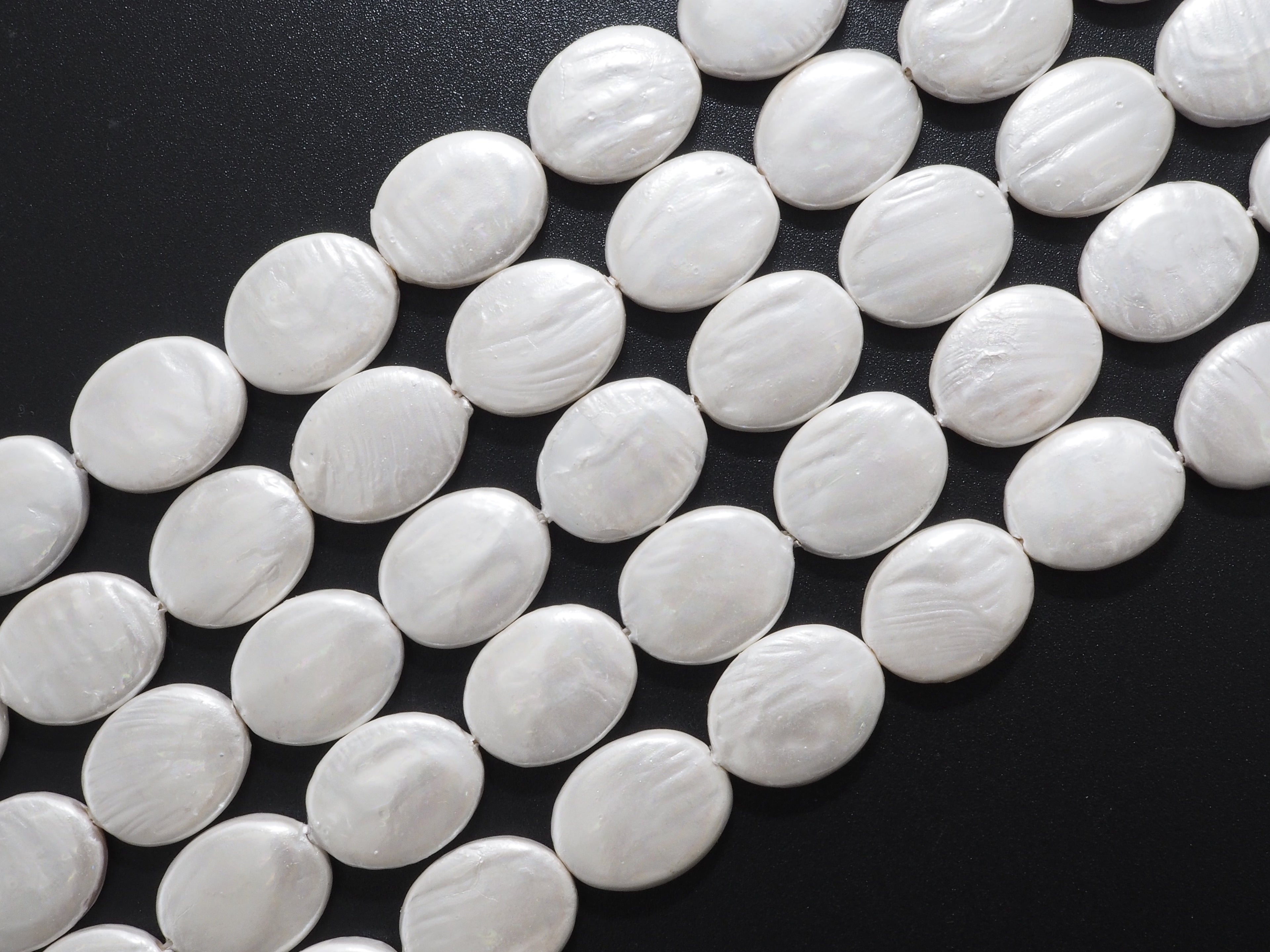 Quality Plated Oval Shape White Mother of Pearl Beads, Flat Oval White Pearl Shell,12x16mm/20x30mm,15inch strand,SKU#U238
