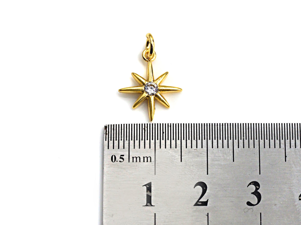 Clear CZ Micro Pave North Star Shaped Pendant/Charm, Star Cubic Zirconia Pendant Charm, 13x15mm,sku#Z805