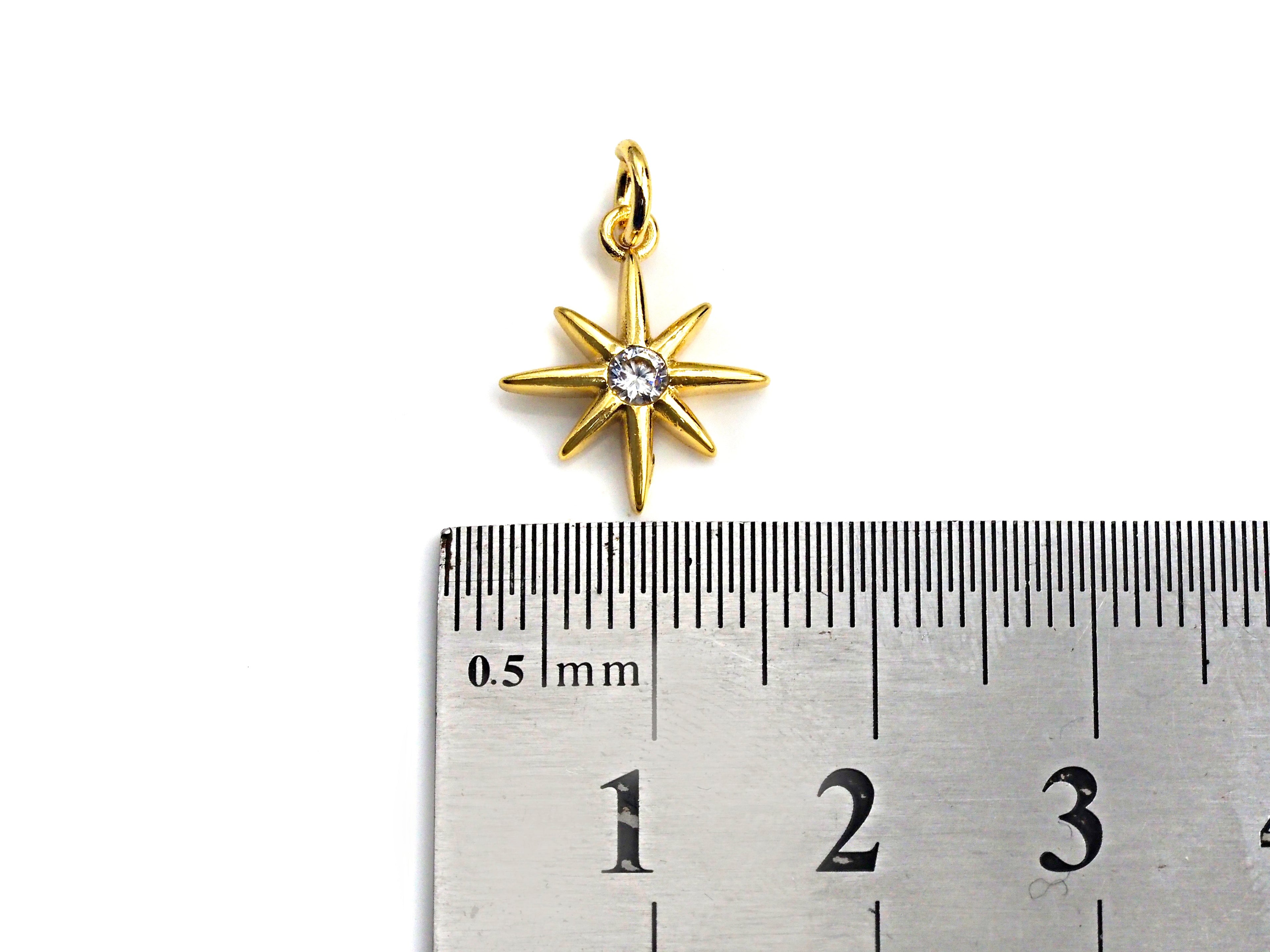Clear CZ Micro Pave North Star Shaped Pendant/Charm, Star Cubic Zirconia Pendant Charm, 13x15mm,sku#Z805