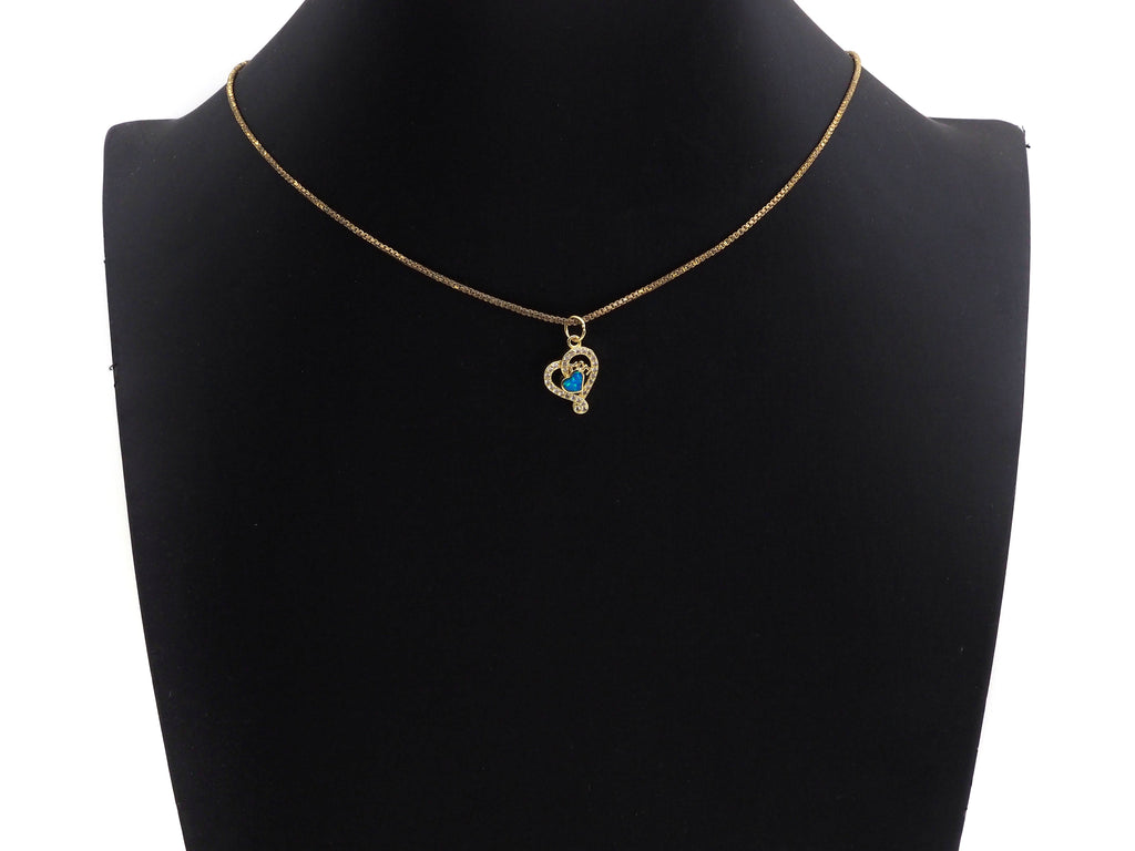 Clear CZ Micro Pave Blue Opal Heart Pendant,Cubic Zirconia Opal Heart Charm, Gold/Silver/Rose Gold/Black Tone, 12x17mm, sku#Z1028