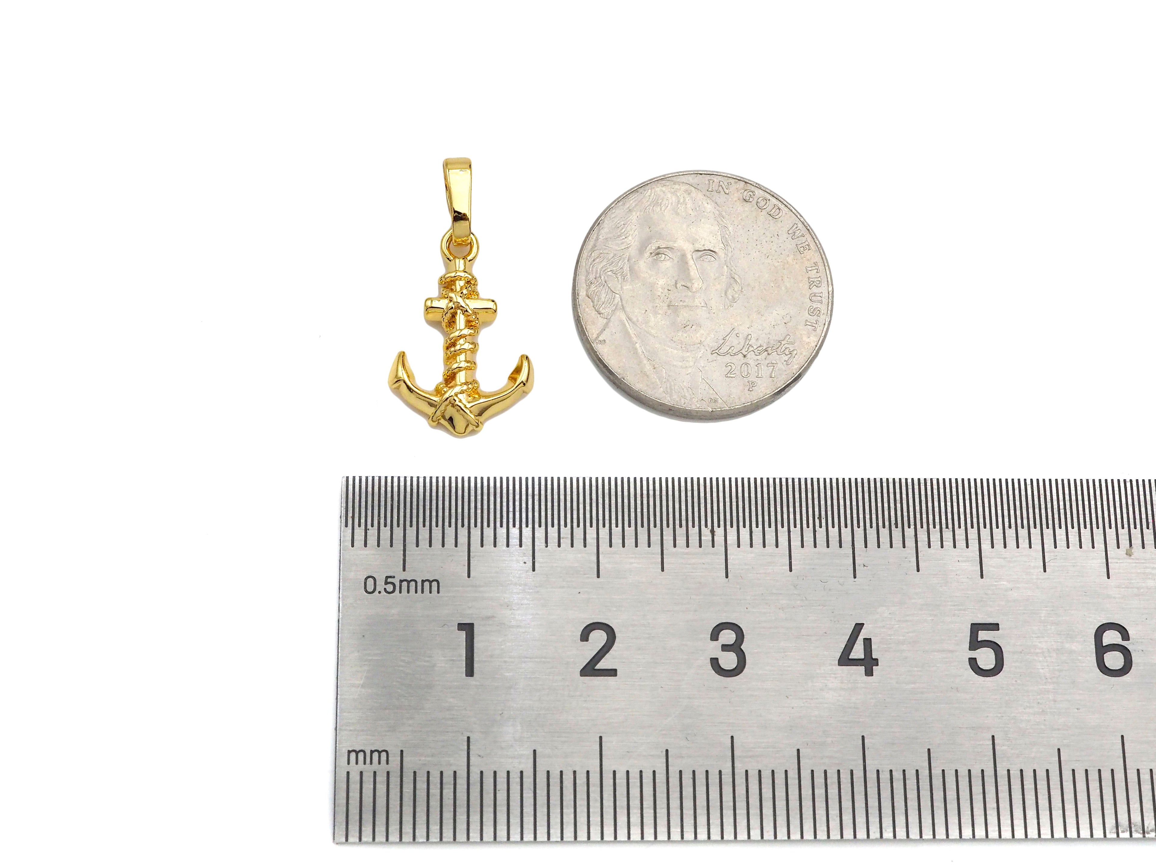Boat Anchor Shape Pendant/Charm, 18K Gold Charm, Necklace Bracelet Charm Pendant,11x17mm,Sku#FH167