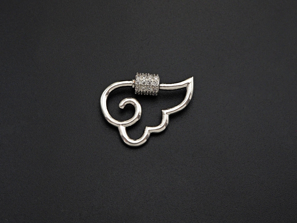 Clear CZ Micro pave Wing Clasp, CZ Pave Cloud Clasp, Gold/Silver/Rose Gold/Gunmetal Carabiner Clasp, 19x25mm, sku#H272
