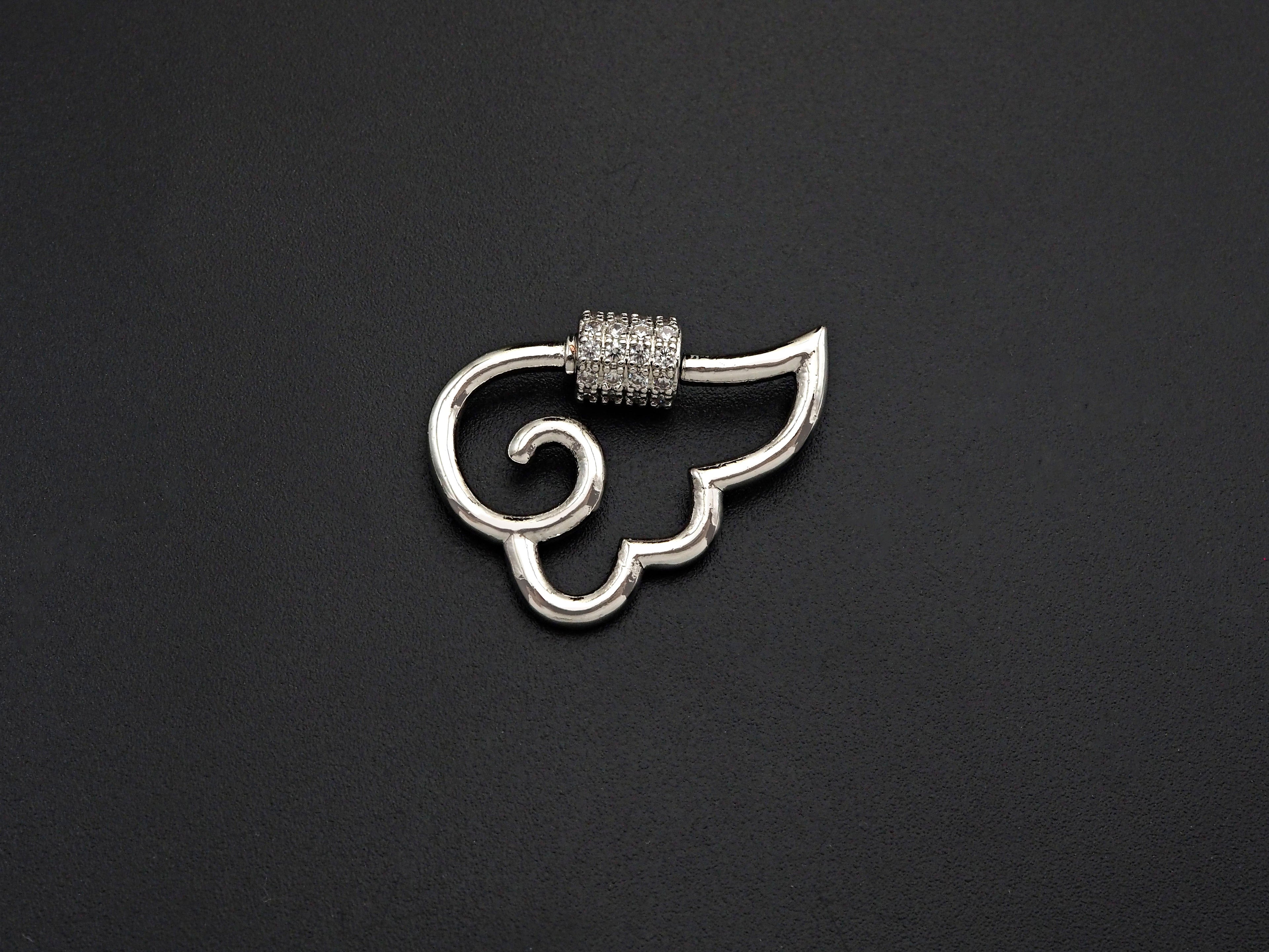 Clear CZ Micro pave Wing Clasp, CZ Pave Cloud Clasp, Gold/Silver/Rose Gold/Gunmetal Carabiner Clasp, 19x25mm, sku#H272