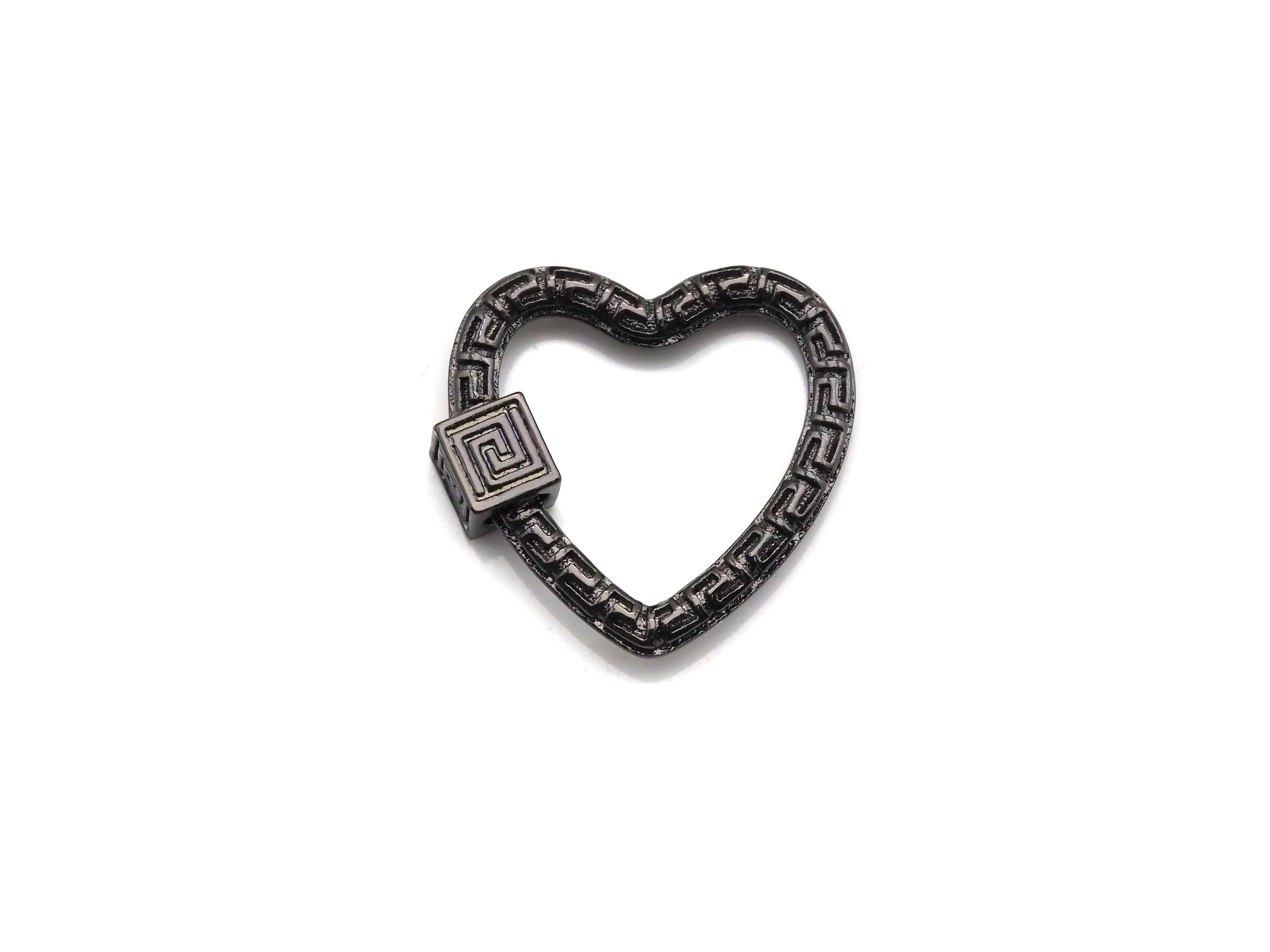NEW Engraved Heart Shape Clasp, Heart Clasp, Gold/Silver/Rose Gold/Gunmetal Carabiner Clasp, 23mm, sku#H208