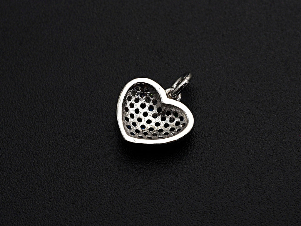 Clorful CZ Micro Pave Mini Heart Pendant, Heart Shaped Pave Pendant, Gold/Rose Gold/Silver/Gunmetal plated, 10mm, Sku#FH40