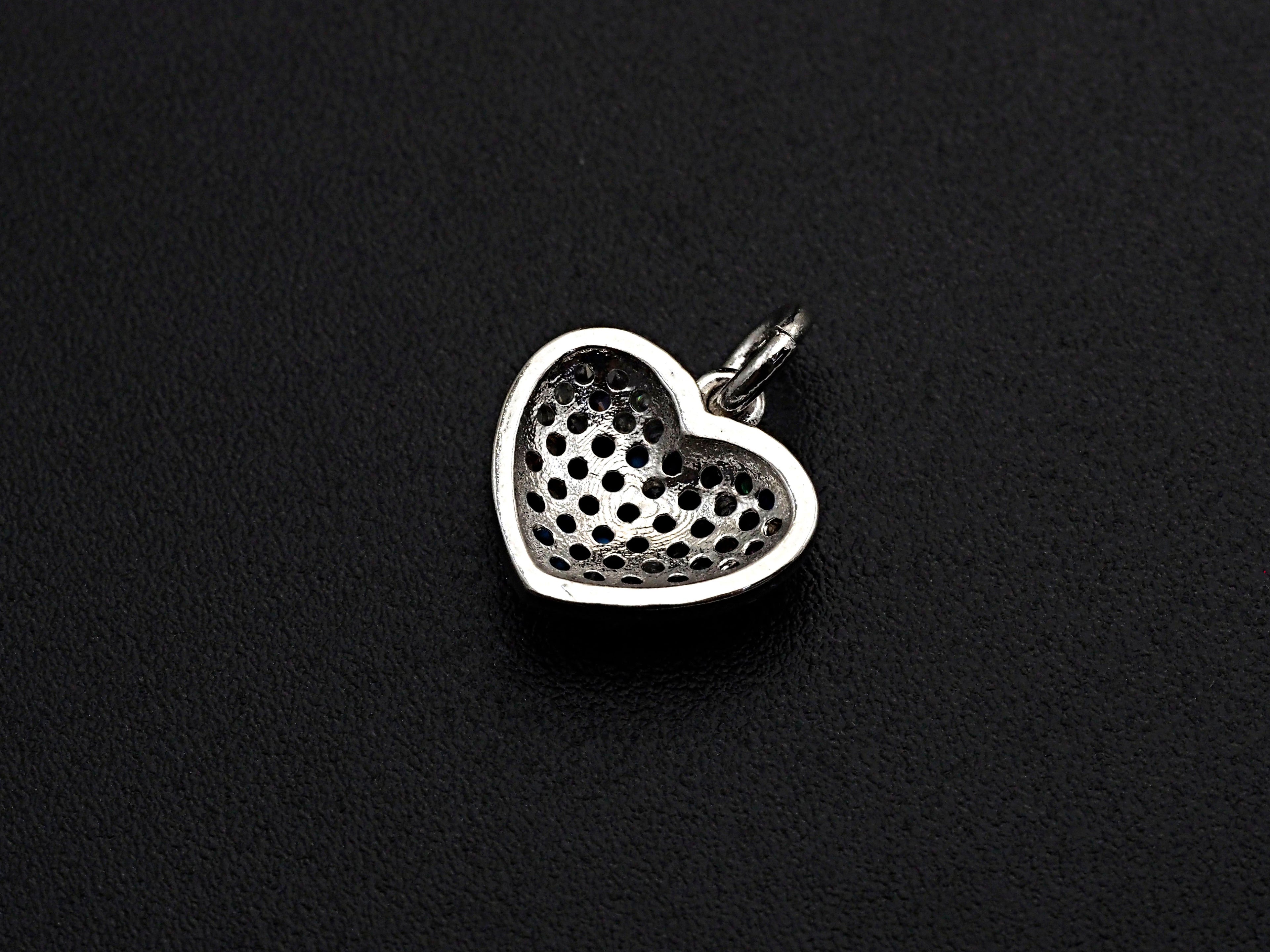 Clorful CZ Micro Pave Mini Heart Pendant, Heart Shaped Pave Pendant, Gold/Rose Gold/Silver/Gunmetal plated, 10mm, Sku#FH40