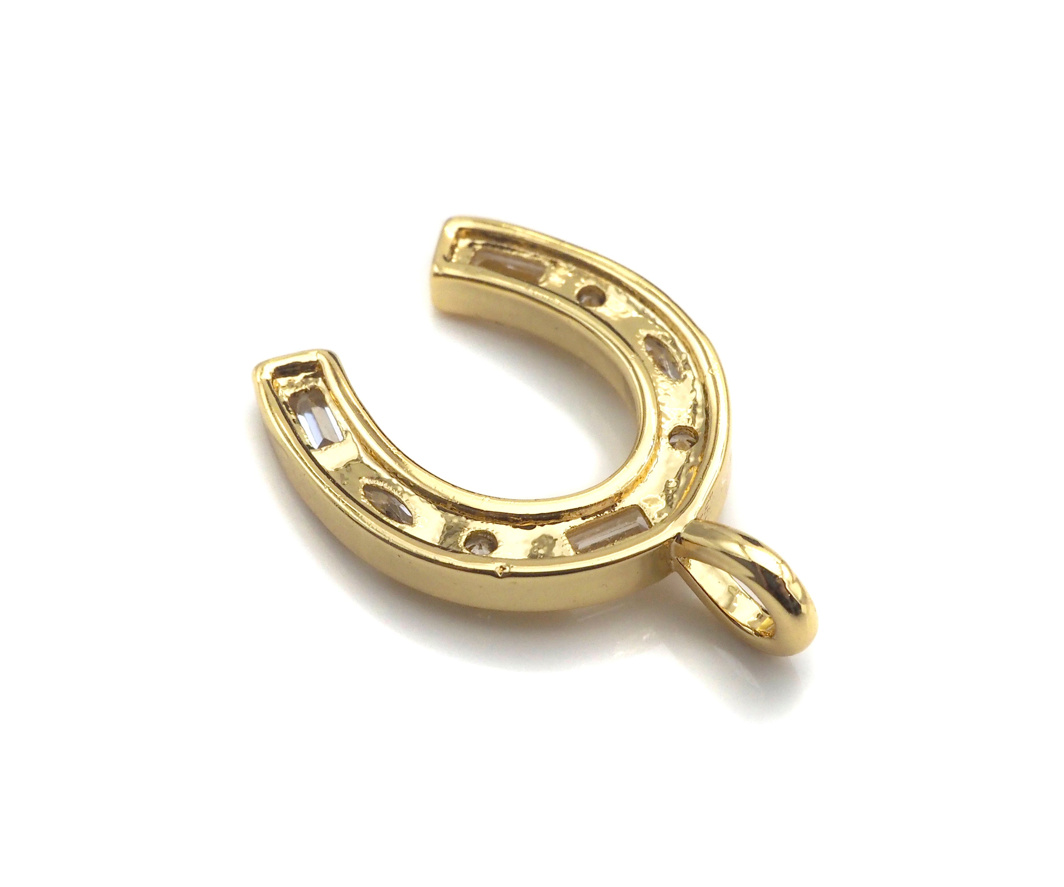 CZ Micro Pave Wishbone Shape Pendant, Cubic Zirconia Horseshoe Shape Charm, sku#L367