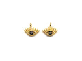 Tiny Black CZ Micro Pave Evil Eye With Long Eyelash Shaped Pendant/Charm, Evil Eye Cubic Zirconia Pendant Charm, 10mm,sku#Z806