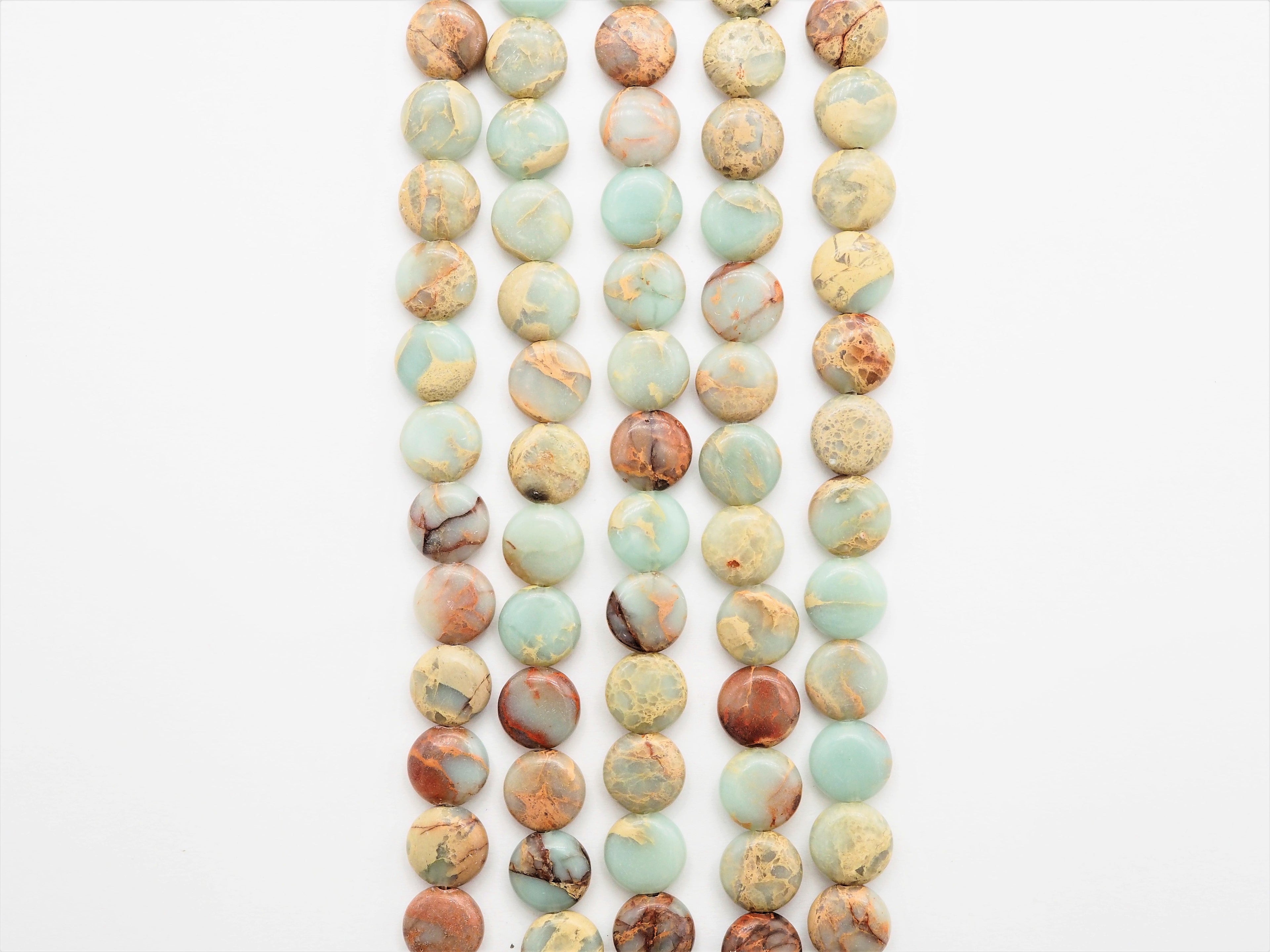 Quality Natural Serpentine Flat Coin Smooth Beads,10mm African Opal beads, Gemstone Beads, 15.5inch strand, SKU#U314