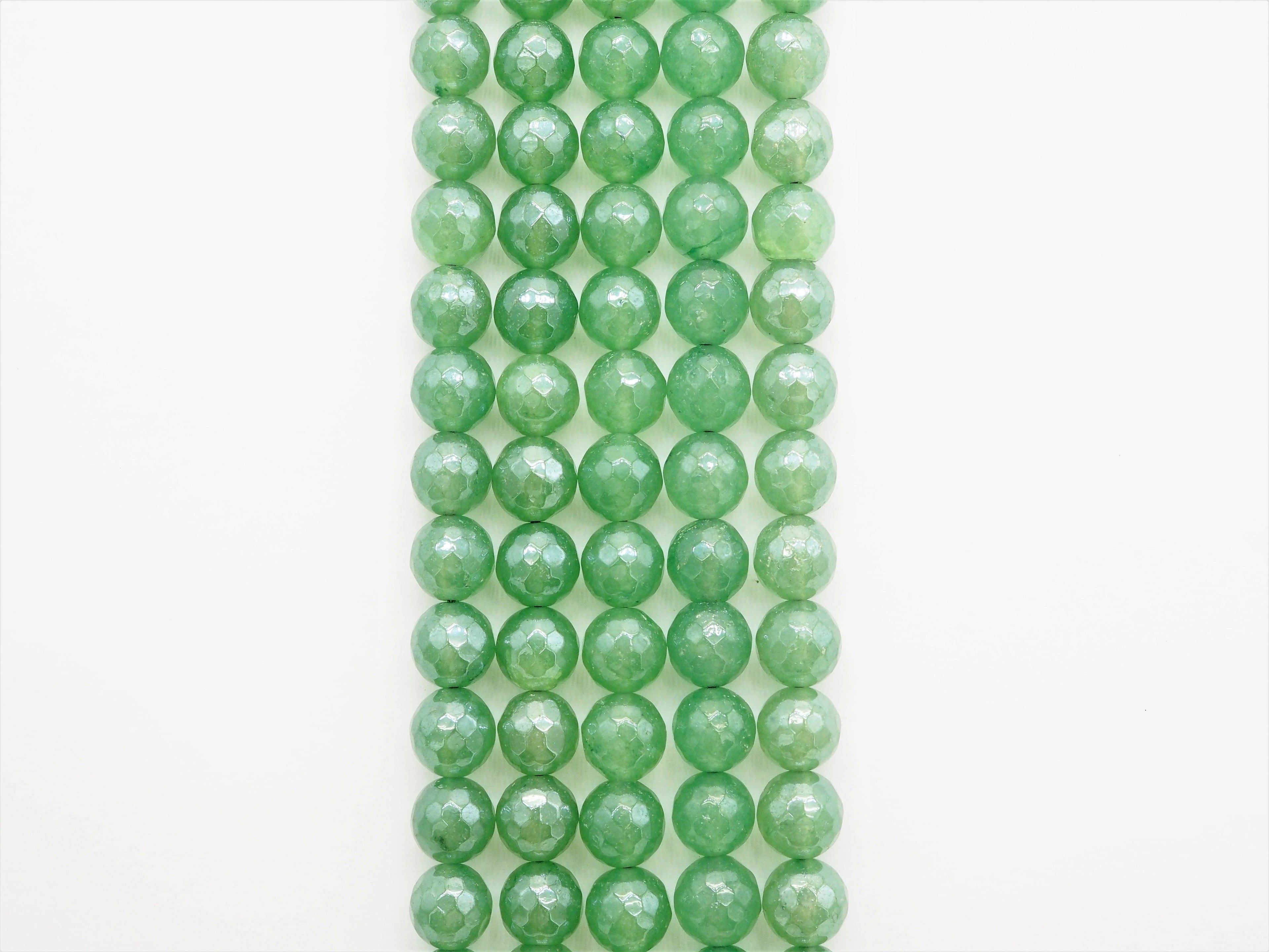 Mystic Plated Natural Faceted Green Aventurine beads, 6mm/8mm/10mm, SKU#U304