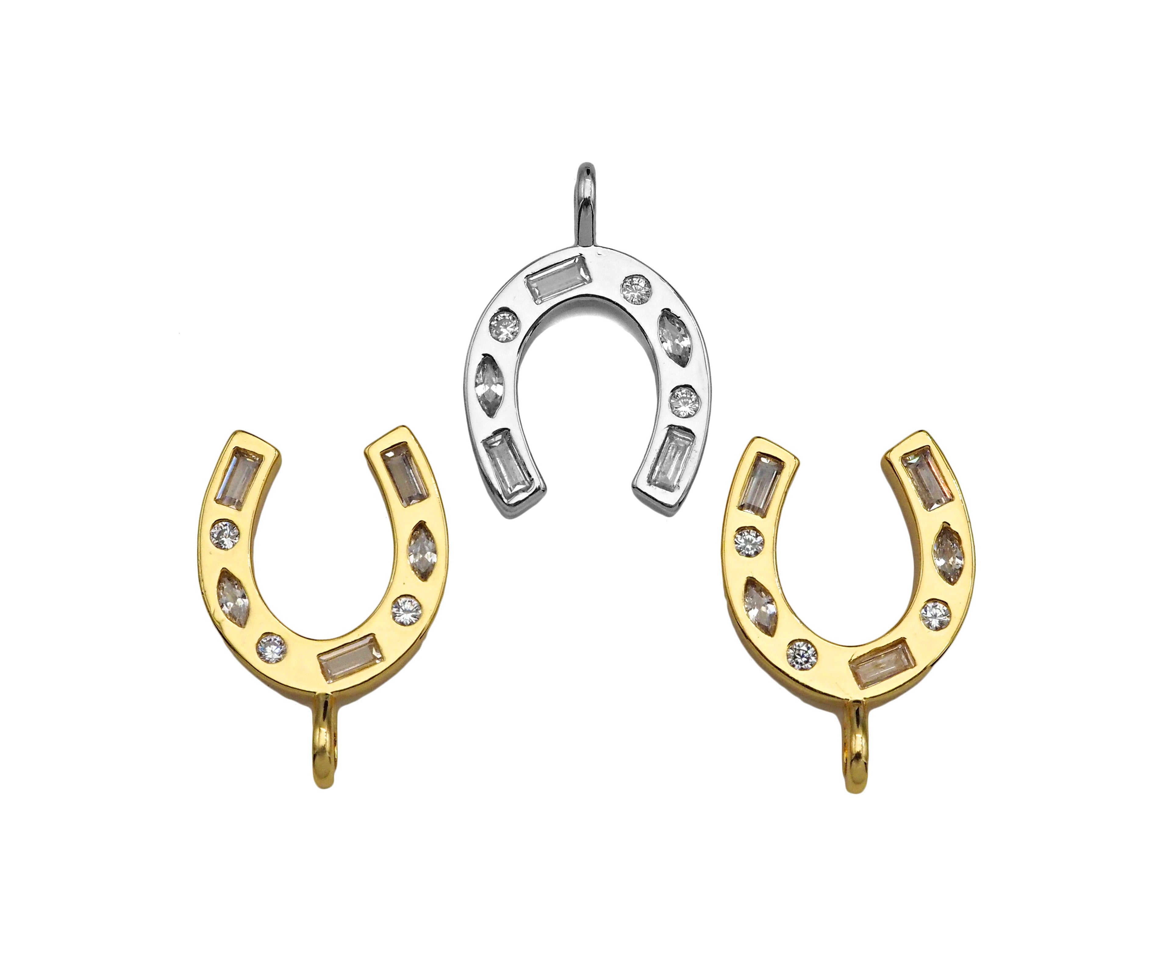 CZ Micro Pave Wishbone Shape Pendant, Cubic Zirconia Horseshoe Shape Charm, sku#L367