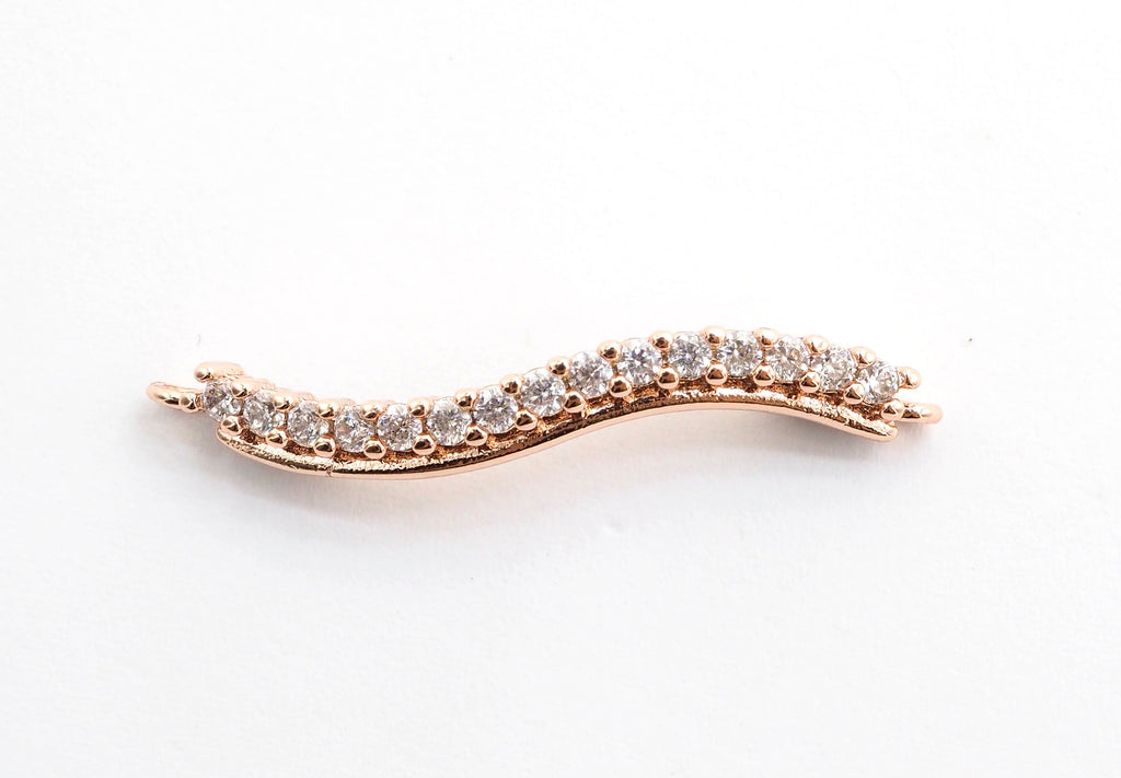 CZ Micro Pave S-Shape Connector for Bracelet/Necklace,Silver/Gold/Rose Gold/Gunmental Spacer Connector/Link Connector,4x36mm,sku#E403C
