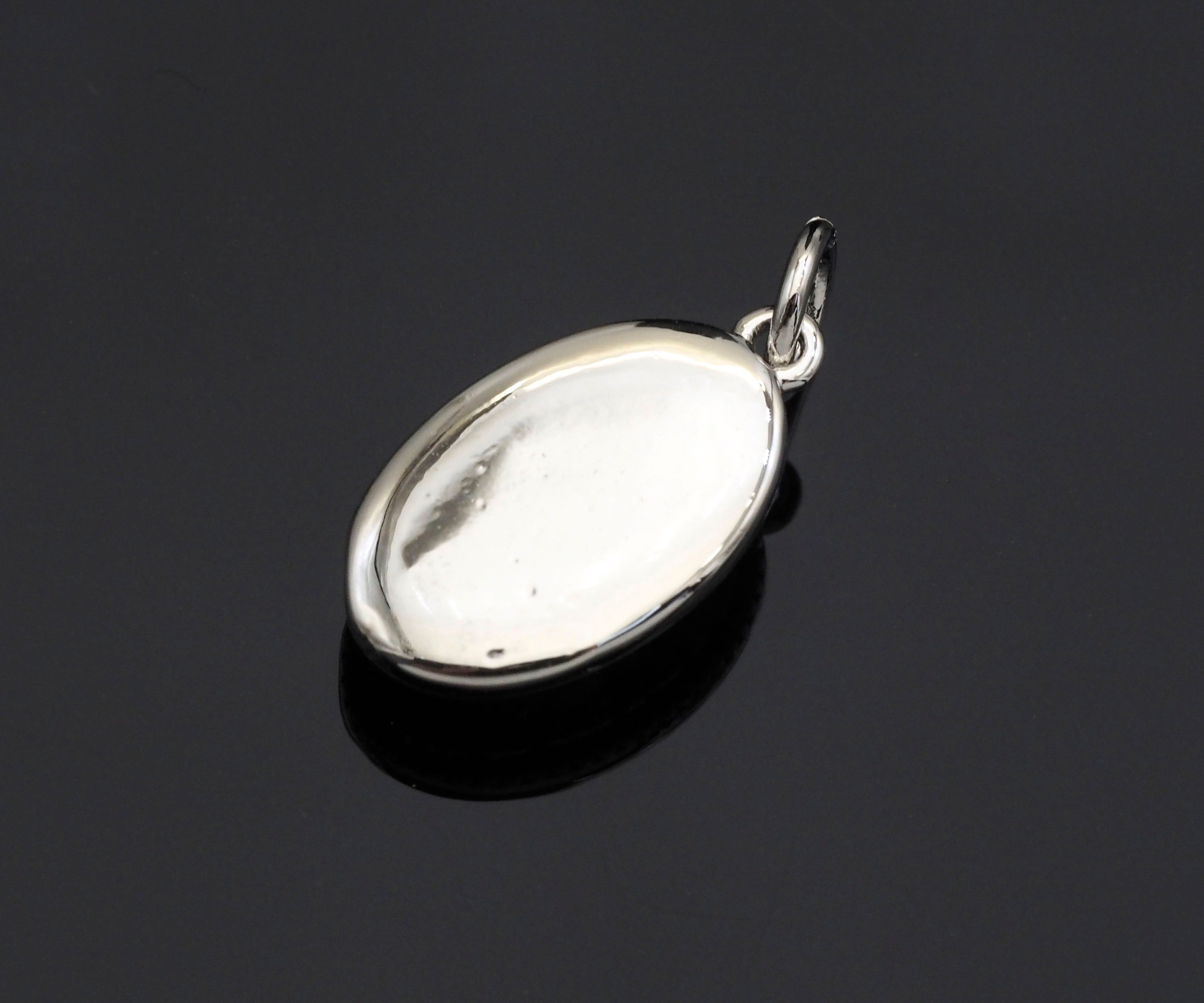 CZ Micro Pave Embossed Diamond On Oval Shape Pendant, Sku#F1229C