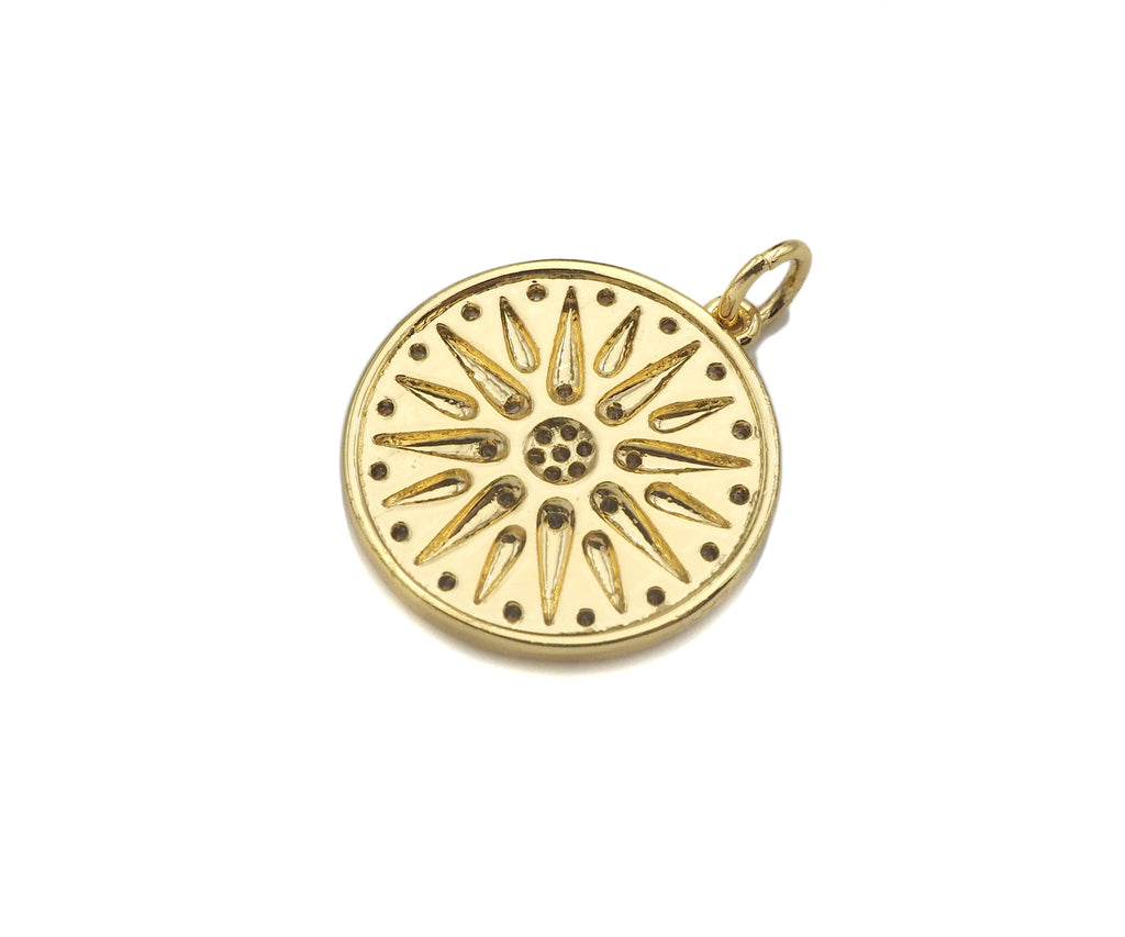 CZ Micro Pave Cupid's Arrow On Round Coin Shape Pendant,  Sku#F1369