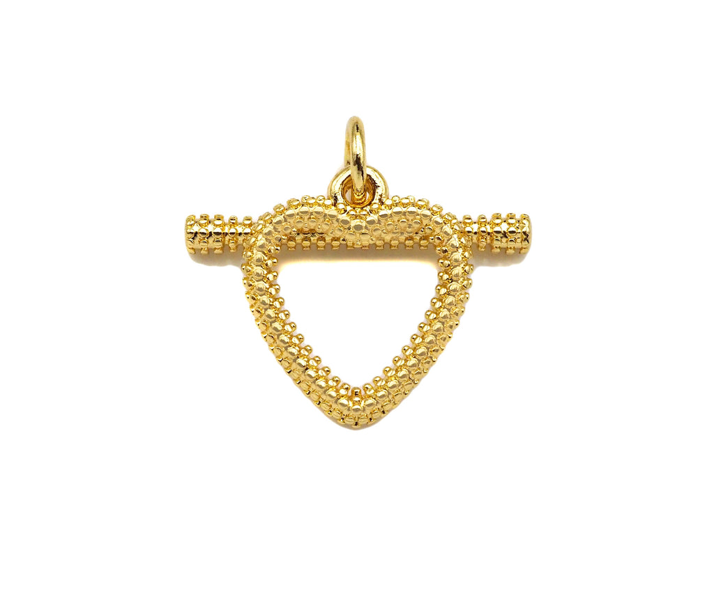 18K Gold Heart With Arrow Bar Shape Toggle Clasp,Necklace Bracelet Clasp/Connetor,18x14mm, Sku#Z1295