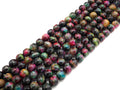 Multicolor Natural Faceted Tiger Eye Beads, 8mm/10mm/12mm Facted Galaxy Color Tiger Eye,15.5" Full Strand, SKU#UA205