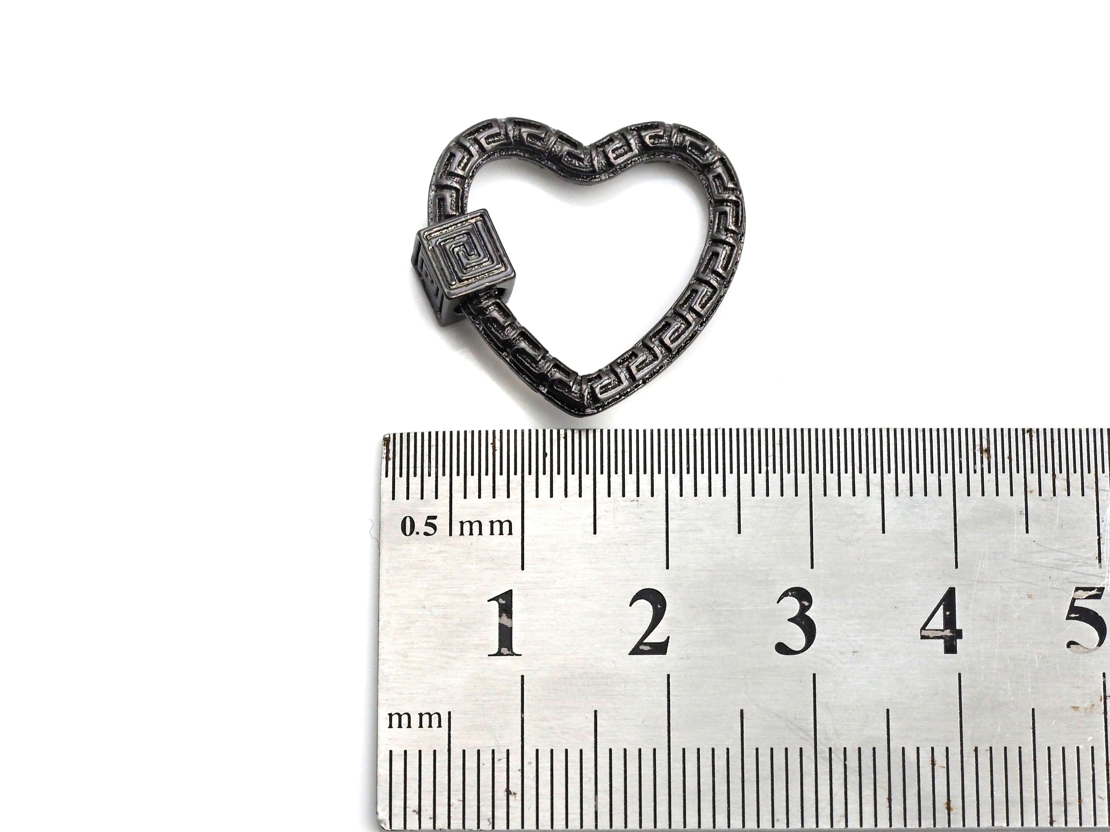 NEW Engraved Heart Shape Clasp, Heart Clasp, Gold/Silver/Rose Gold/Gunmetal Carabiner Clasp, 23mm, sku#H208