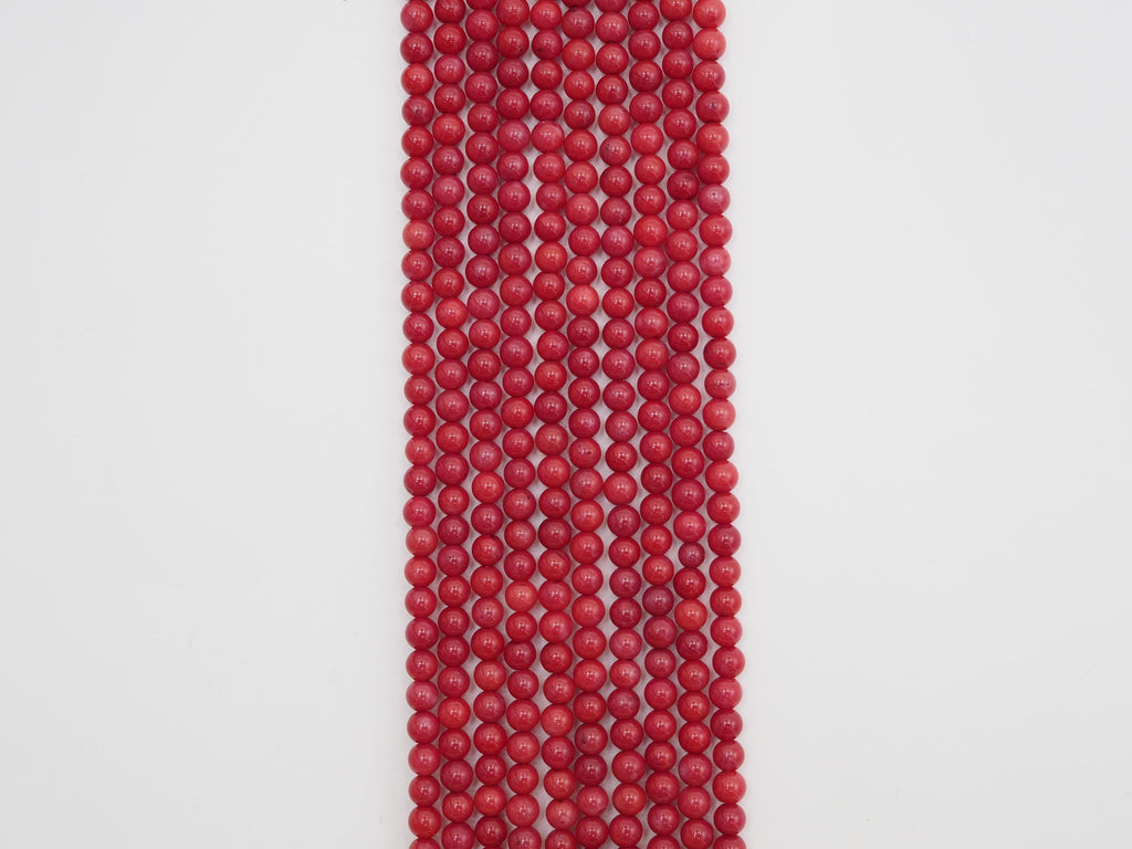 Smooth Round Red Coral beads, Sku#U281