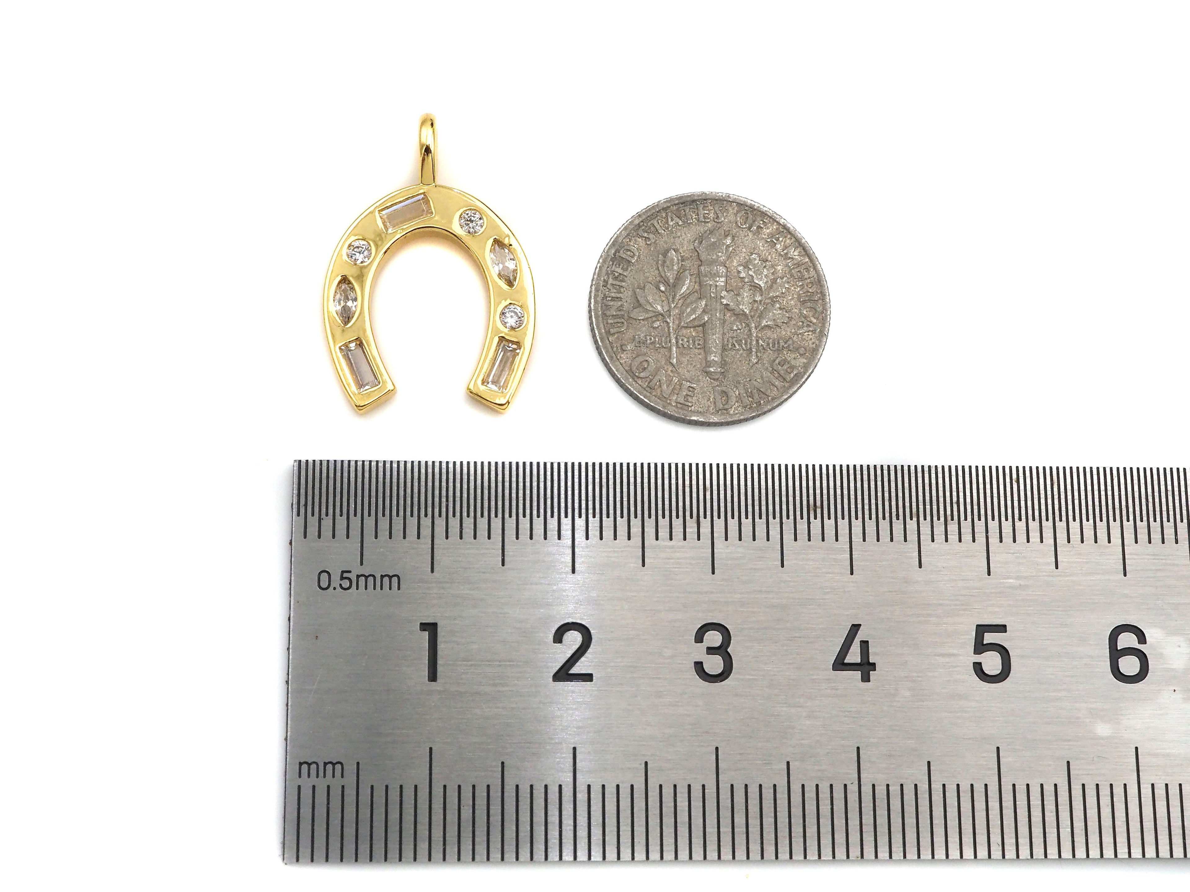 CZ Micro Pave Wishbone Shape Pendant, Cubic Zirconia Horseshoe Shape Charm, sku#L367