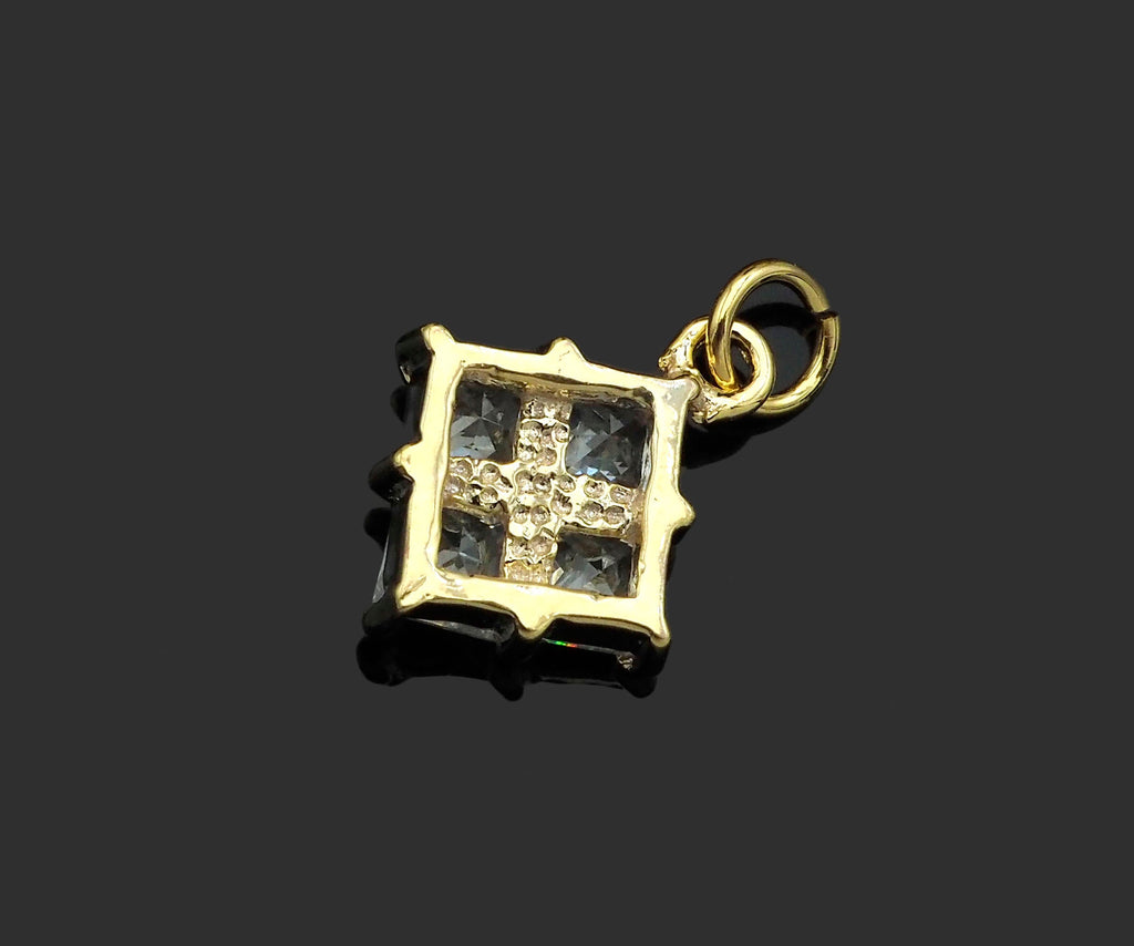 Gold Filled Big Clear CZ Micro Pave Flower Shape Pendant,14K Gold Filled Charm, Necklace Bracelet Charm Pendant,13x16mm,Sku#CP28