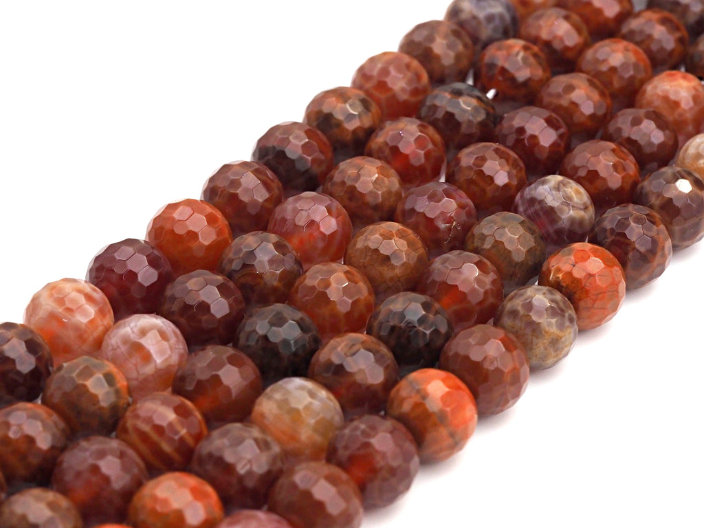 High Quality Natural Fire Agate Round Smooth/Faceted Beads, 6mm/8mm/10mm/12mm, Natural Fire Agate, 15.5"Full Strand, sku#U622