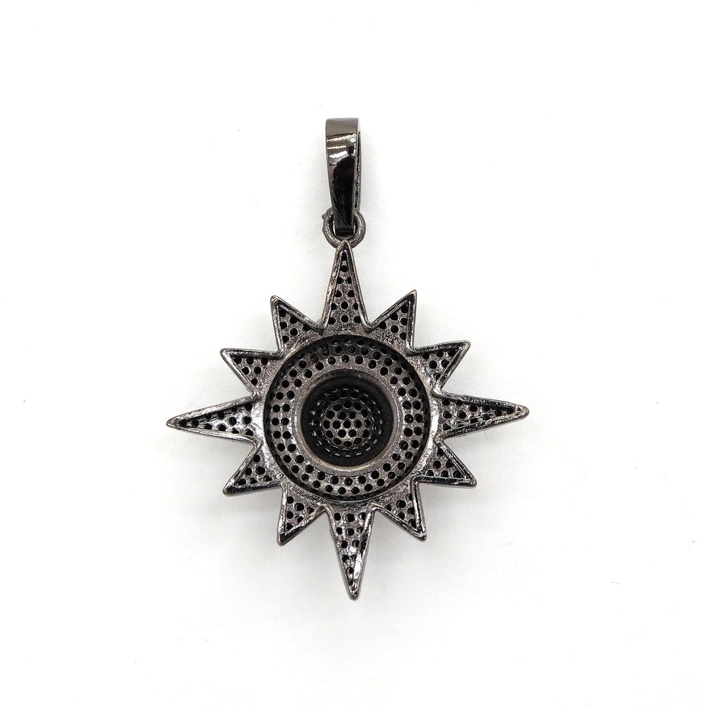 Black CZ Pave On Black Micro Pave Star Charm Beads, Cubic Zirconia Paved Star Charm,32x36mm, sku#F541
