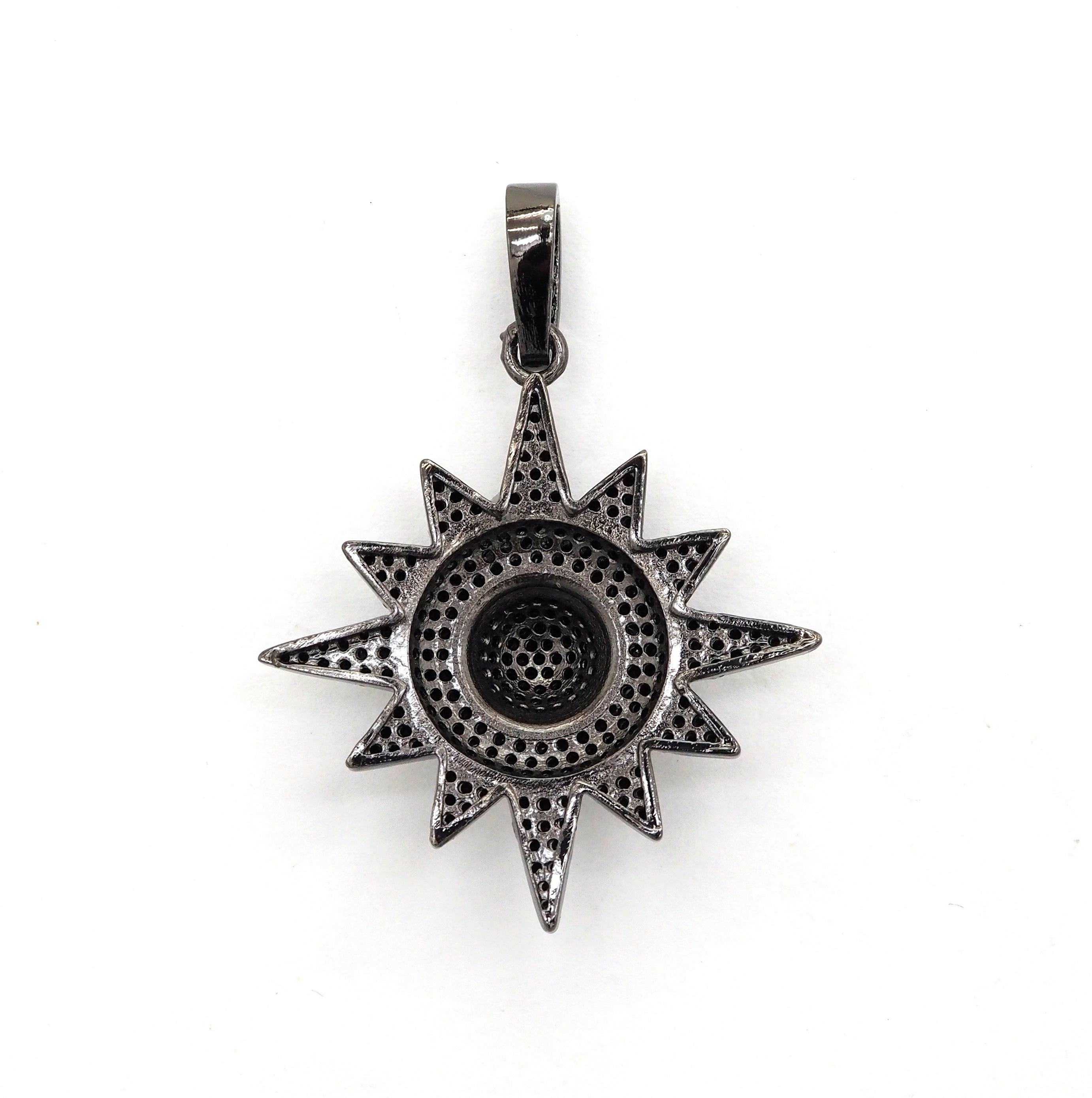 Black CZ Pave On Black Micro Pave Star Charm Beads, Cubic Zirconia Paved Star Charm,32x36mm, sku#F541