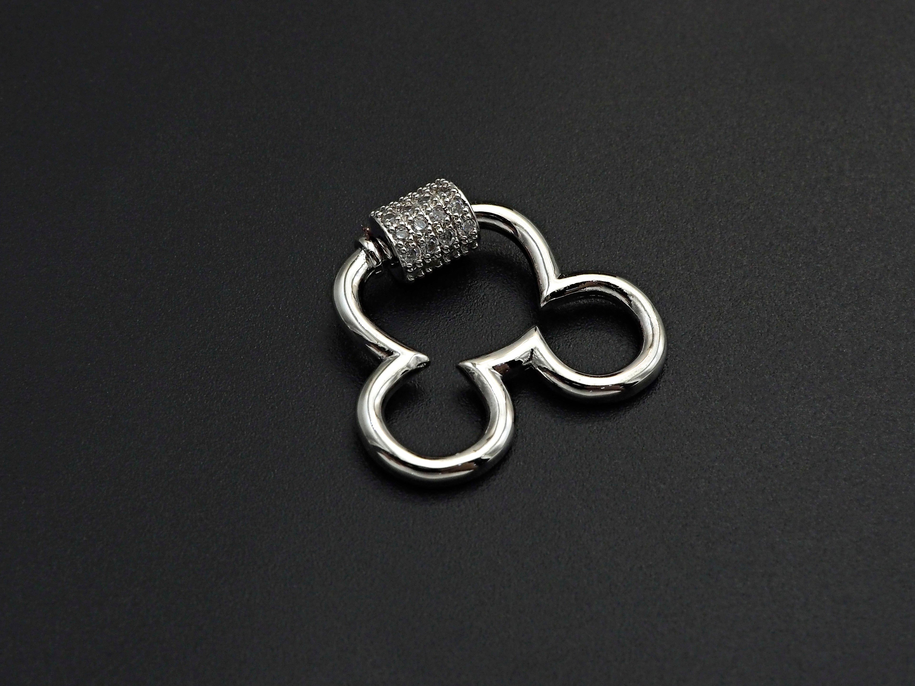 Clear CZ Micro pave Mickey Mouse Head Clasp, CZ Pave Lock, Carabiner Clasp, Chain Connector, 24x22mm,mm, sku#H273