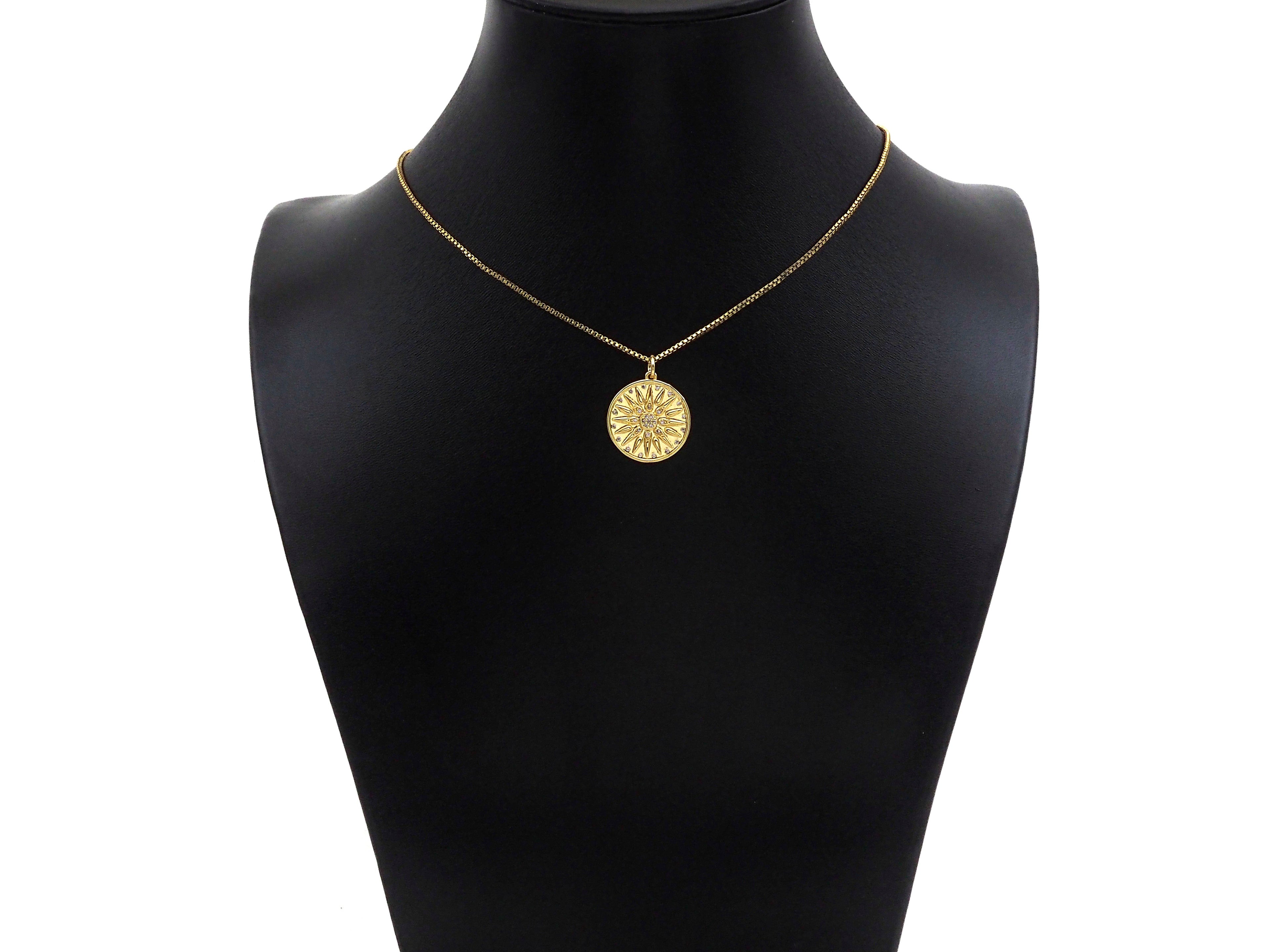 CZ Micro Pave Cupid's Arrow On Round Coin Shape Pendant,  Sku#F1369