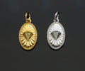 CZ Micro Pave Embossed Diamond On Oval Shape Pendant, Sku#F1229C